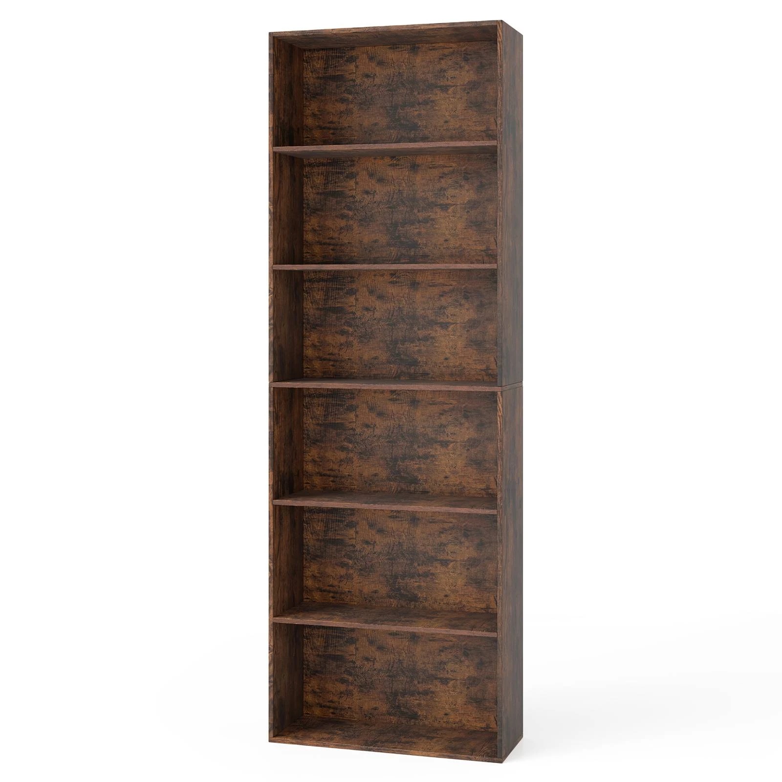 1 Costway 6-Tier Open Bookcase Tall Book Storage Organizer Display Cabinet Brown, 1 of 4