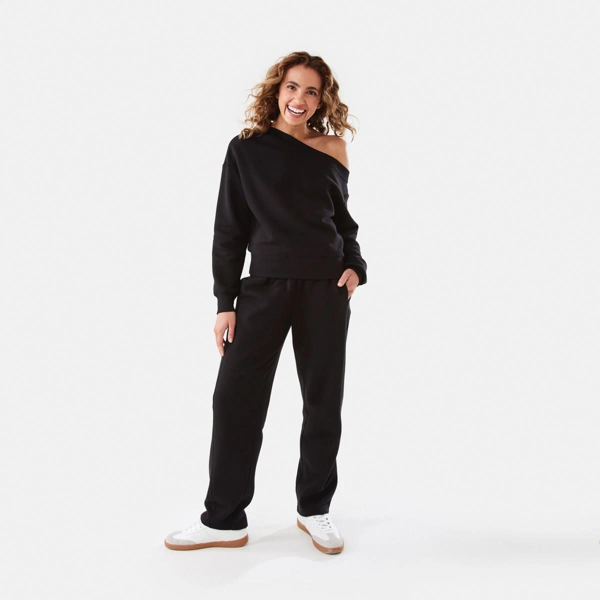 2 Off Shoulder Sweatshirt Black, 2 of 10