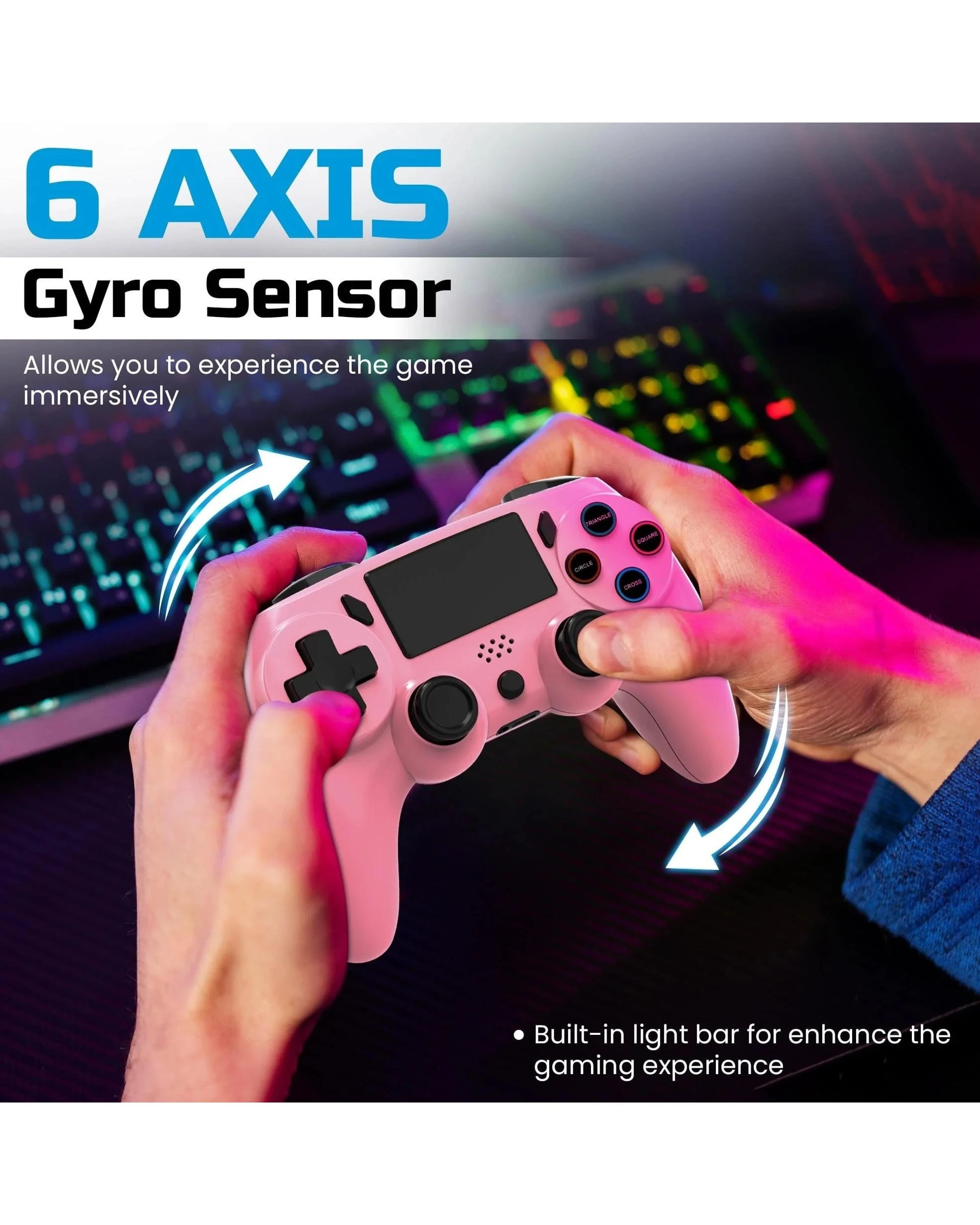 6 Playmax Wireless Controller for PS4 and PC - Pink, 6 of 6