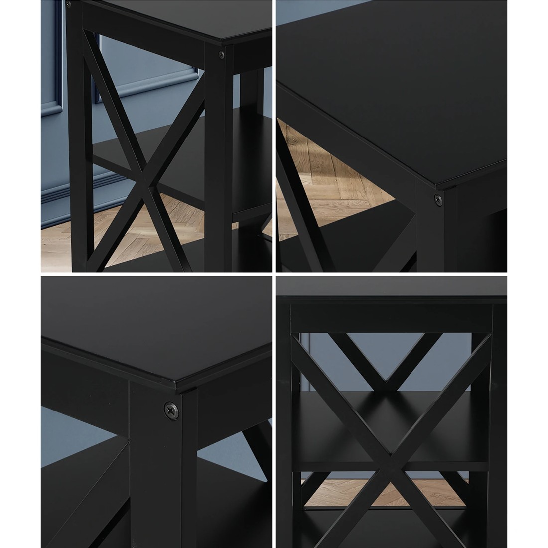 4 Oikiture Side Table Coffee Bedside Sofa End Tables 3-tier Shelf
 - Black, 4 of 10