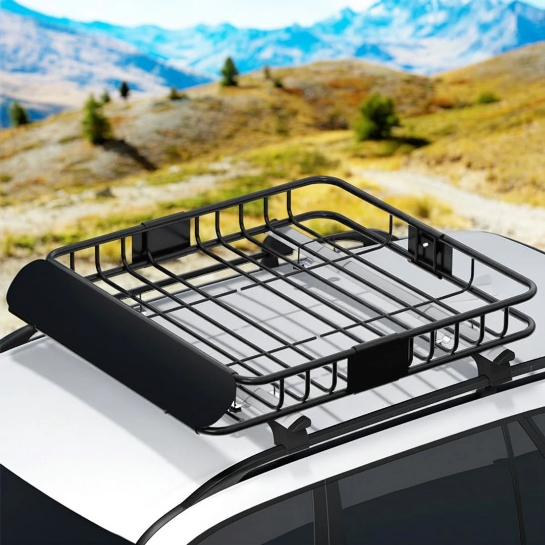 4 Giantz Universal Car Roof Rack Basket Luggage Vehicle Cargo Carrier 111cm - Black, 4 of 4
