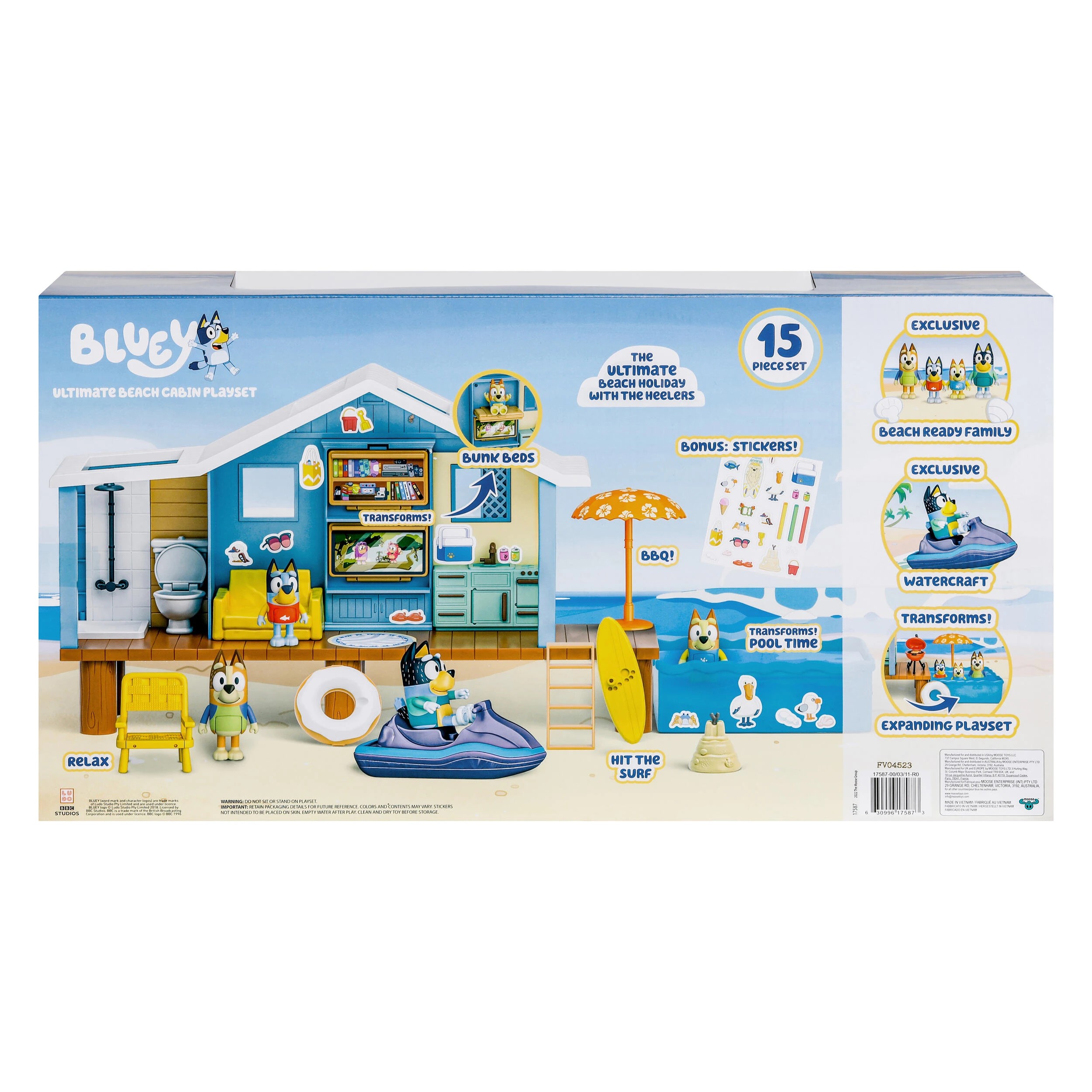 3 15 Piece Bluey Ultimate Beach Cabin Playset, 3 of 9