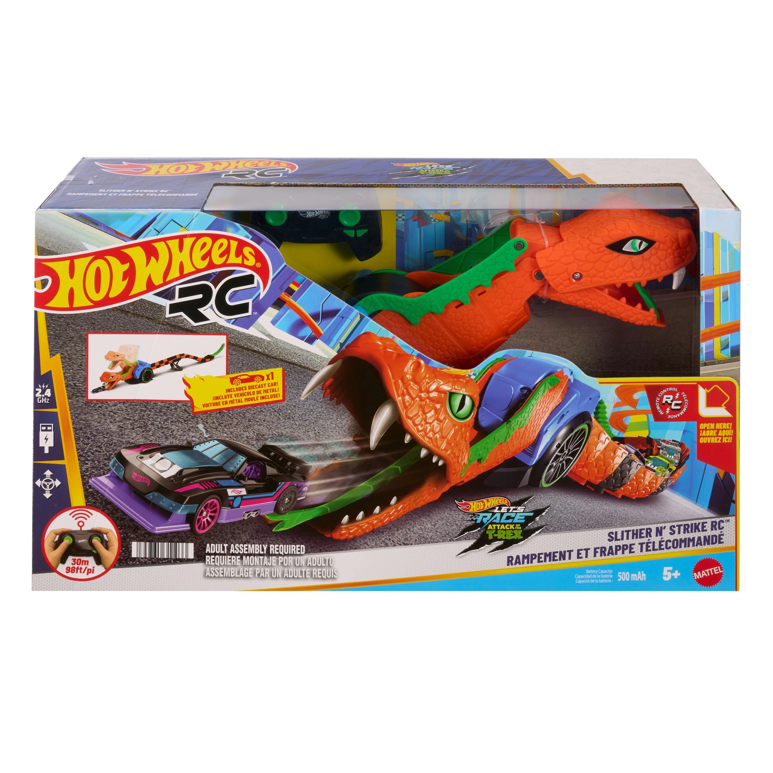 1 Hot Wheels Let’s Race Slither ‘N Strike RC & 1 Toy Car, 1 of 7