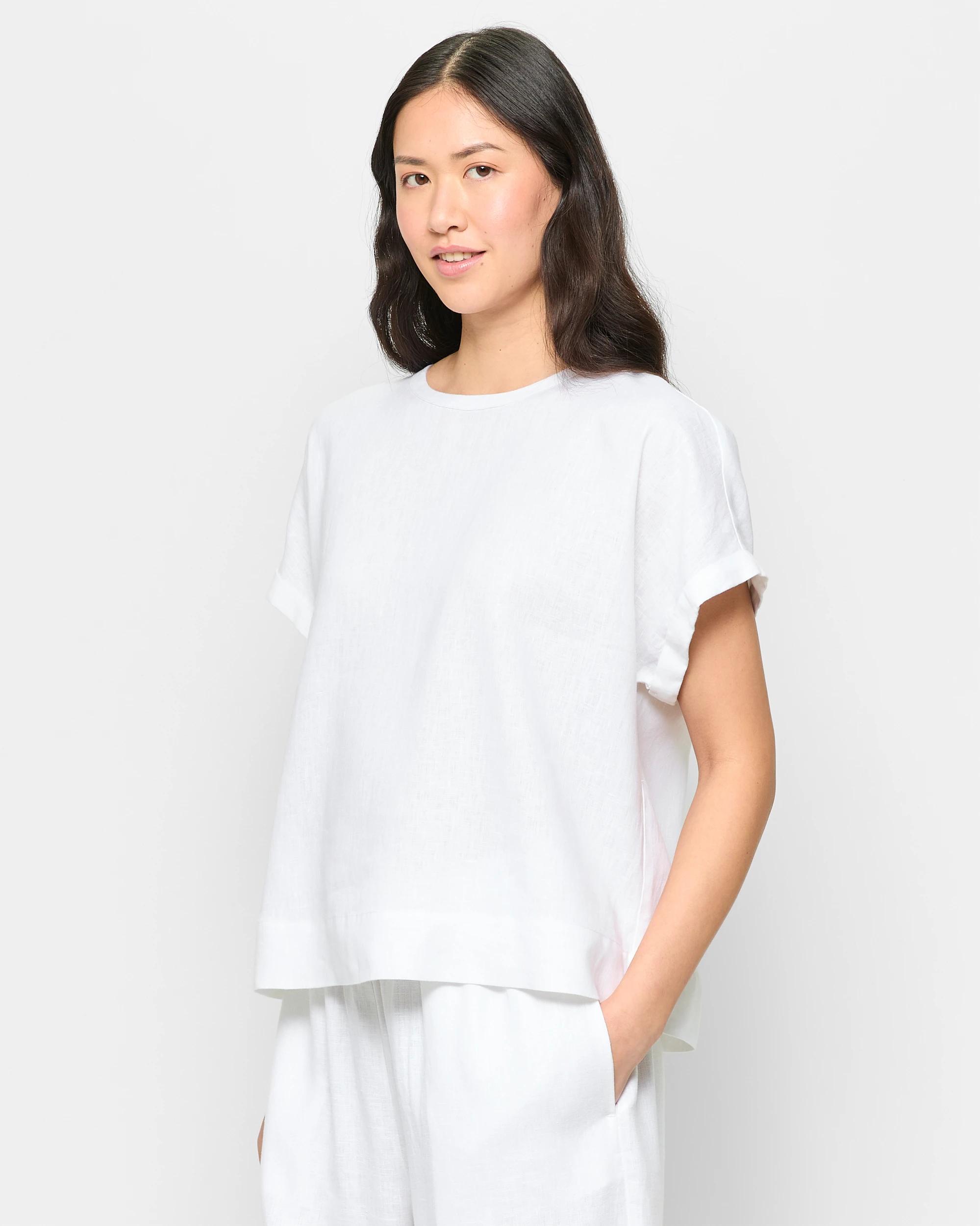 3 Target European Linen Cuffed T-shirt WHITE, 3 of 5