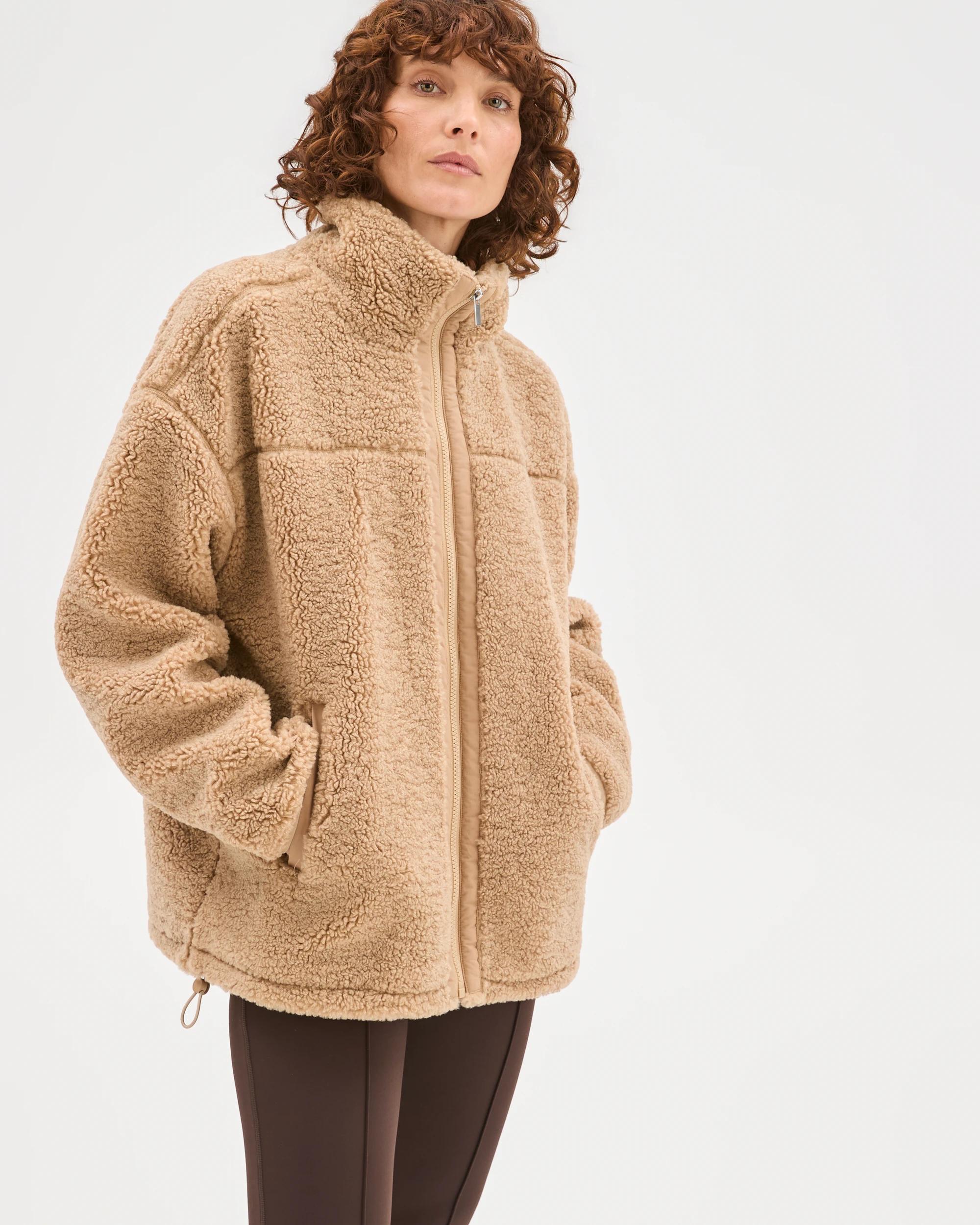 1 Target Woman Relaxed Sherpa Zip Through Jacket CAMEL, 1 of 6