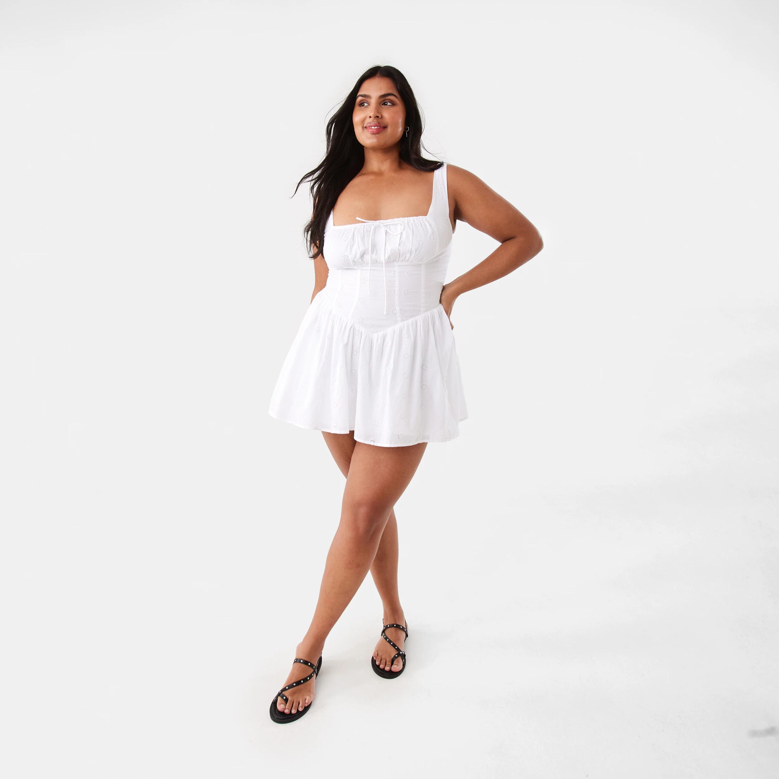 4 Boho Broderie Corset Mini Dress White, 4 of 10