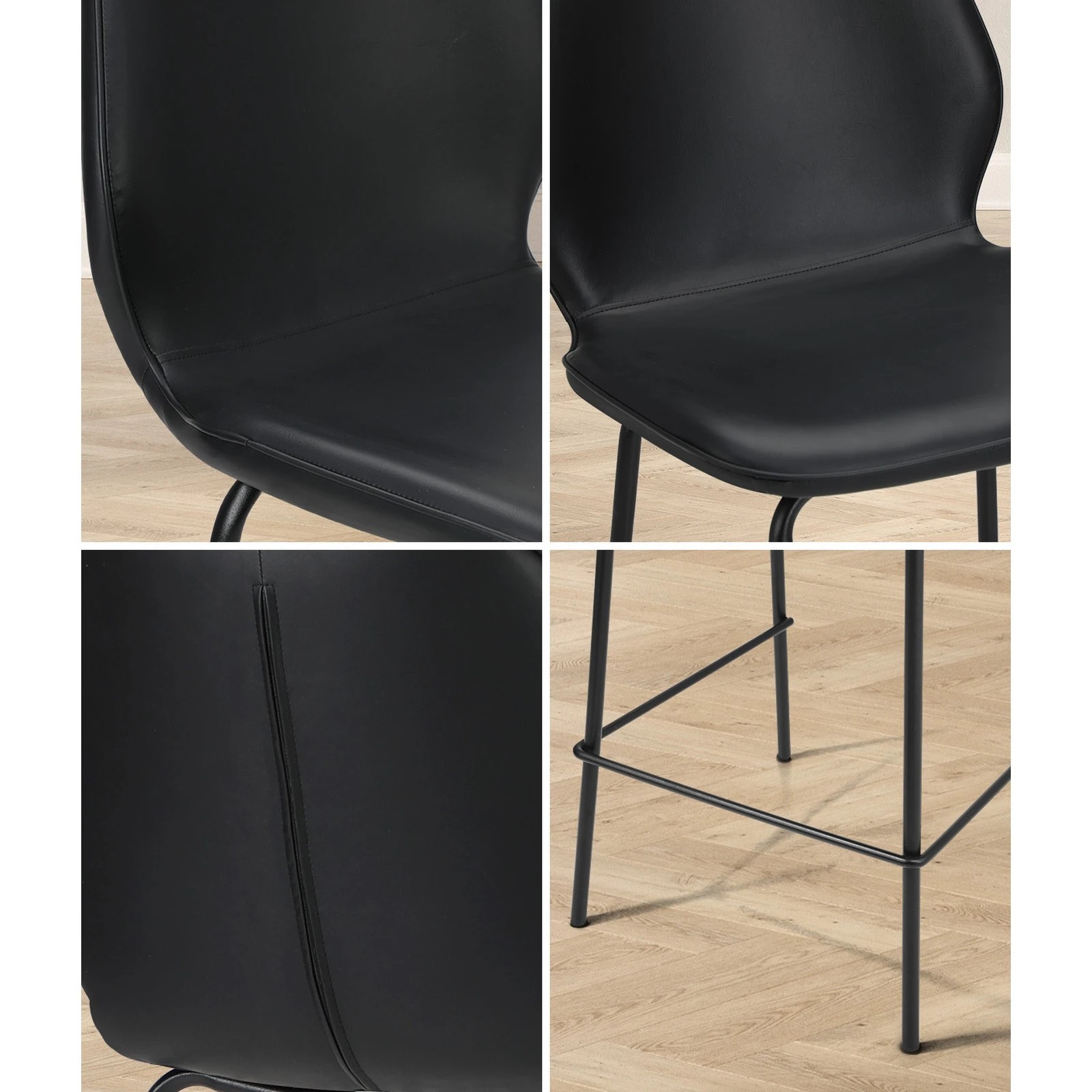 5 Oikiture 2PCS Bar Stools Kitchen Counter Chair Metal - Black, 5 of 9