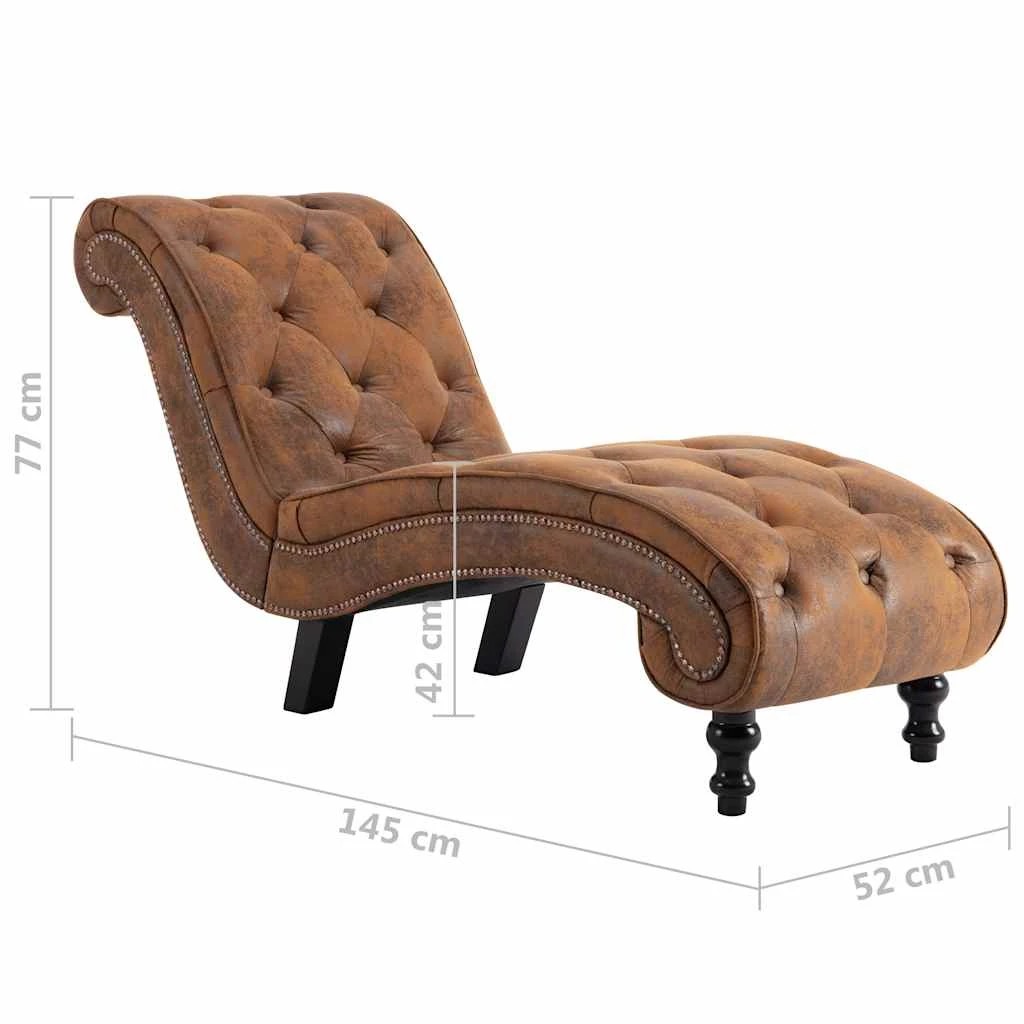 7 Vidaxl Chaise Lounge Faux Suede Leather - Brown, 7 of 7