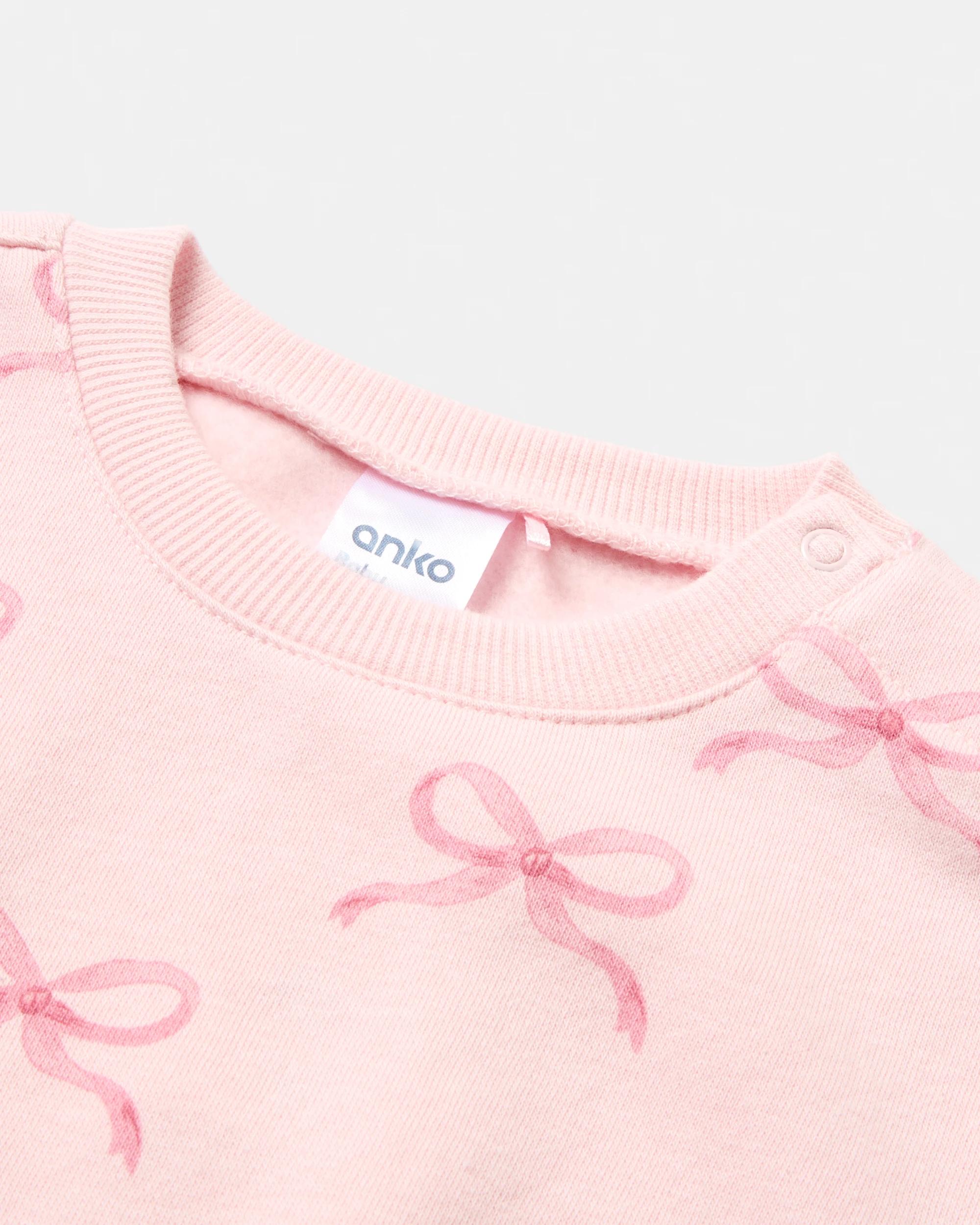 5 Australian Cotton Lantern Sleeve Rib Leggings Set Pnk Bows, 5 of 6