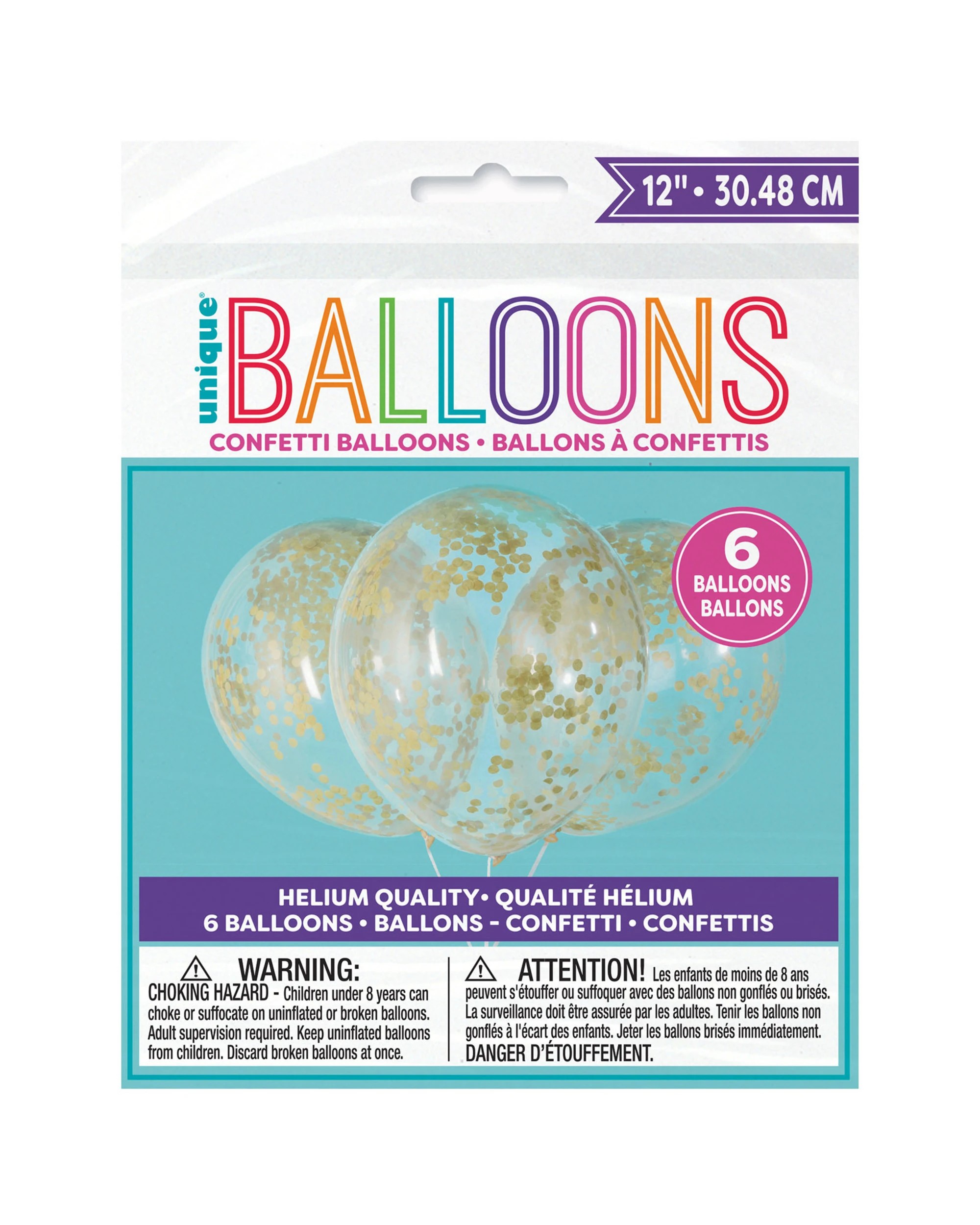 2 Unique Gold Pre-Filled Confetti Balloons Pack of 6 - Gold, 2 of 2