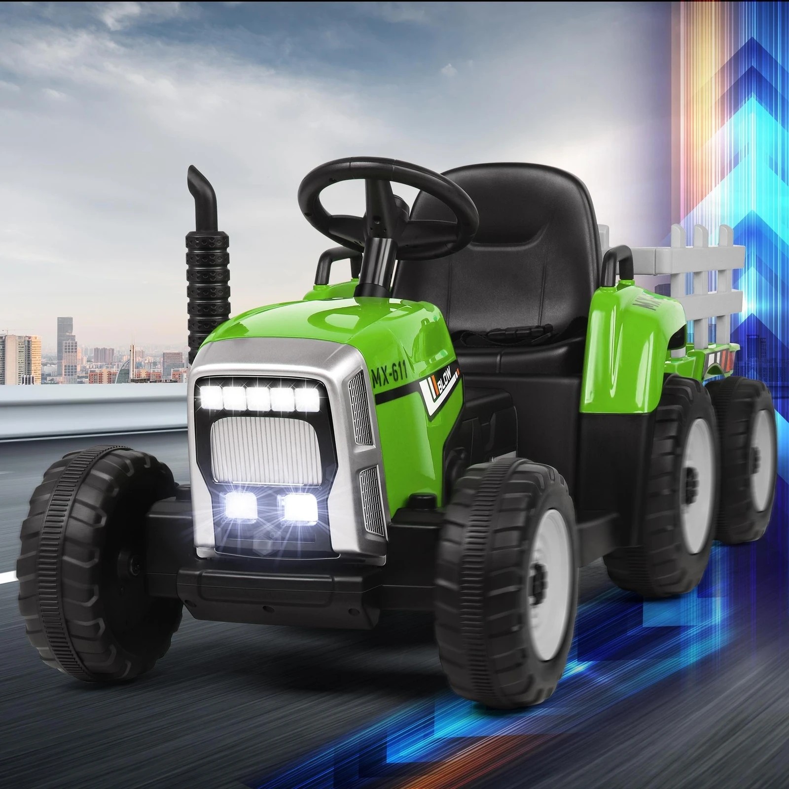 2 Alfordson Kids Ride On Car Tractor 12V Electric Toy Vehicle Child Toddlers - Green, 2 of 10