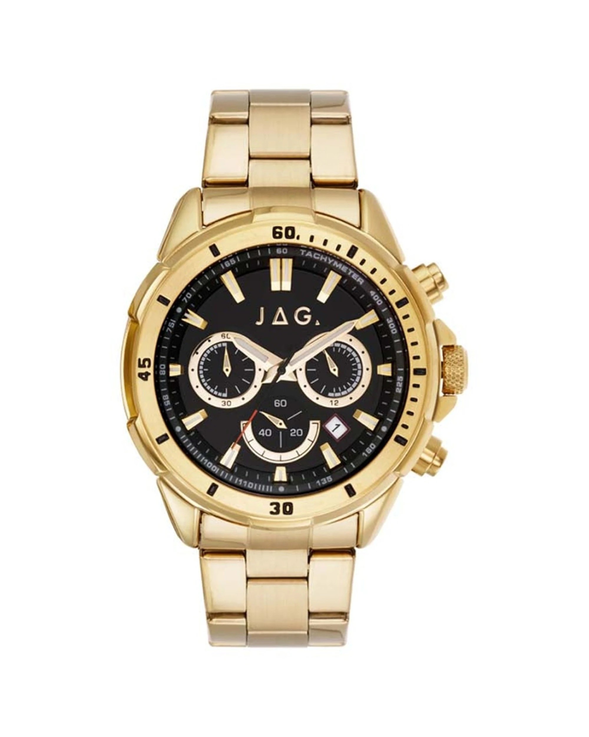 1 JAG Winton Men's Gold Stainless Steel Band 44mm Watch 10 ATM Water Resistant, 1 of 2