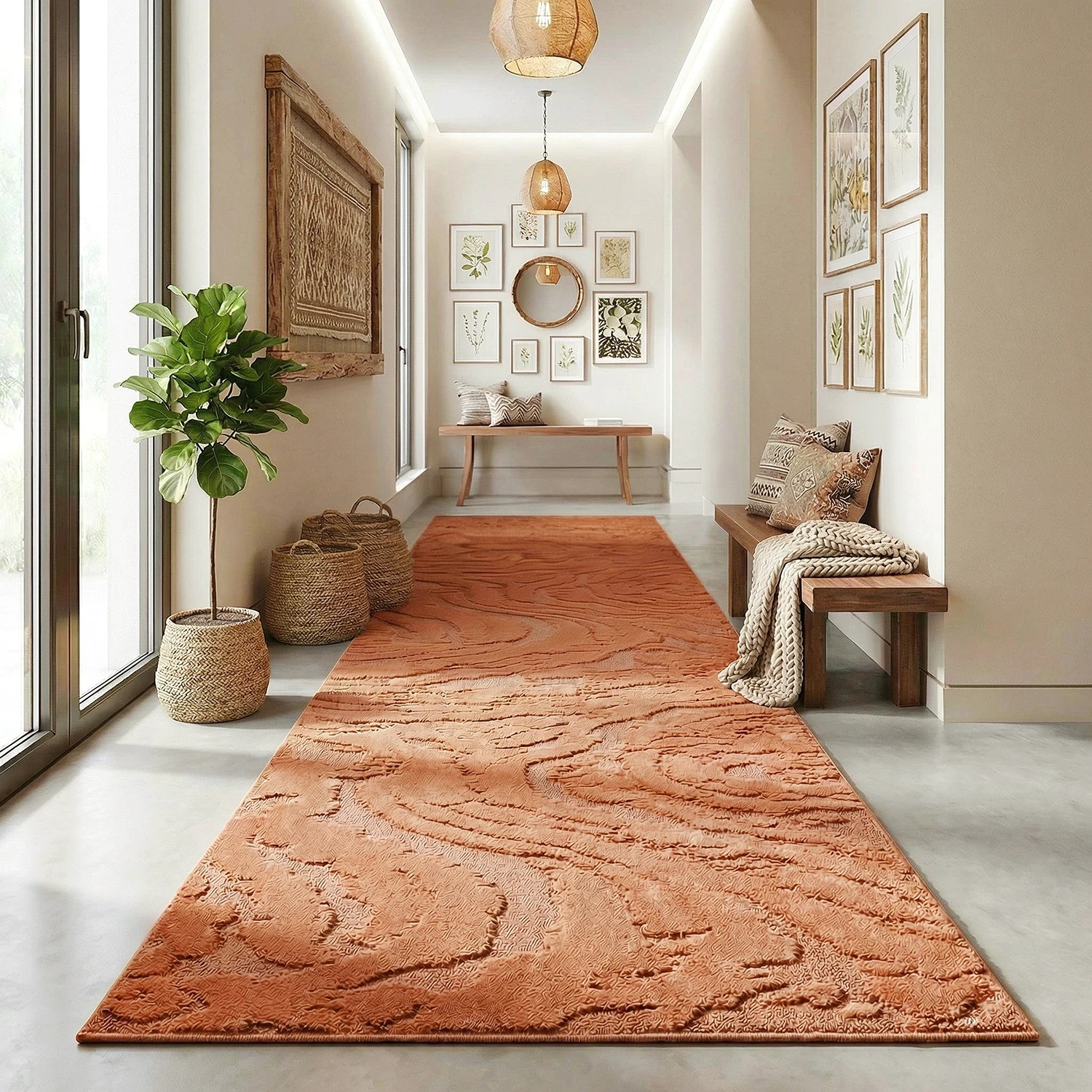 1 Common Ground Rugs Sanctuary Nyla 500x80cm - Extra Large Runner Power Loomed Rug - Brown, 1 of 7