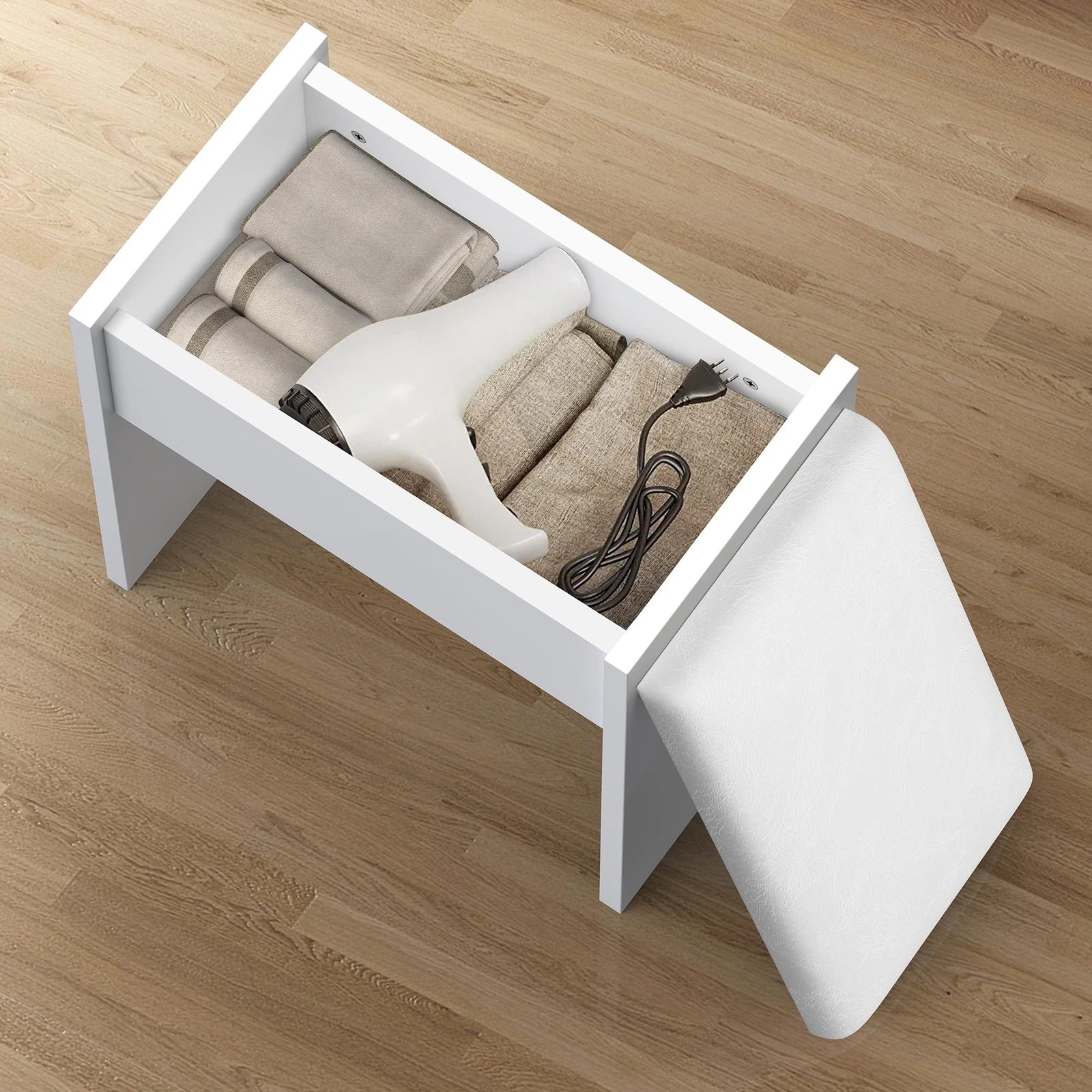 7 Alfordson Dressing Table Stool Set Makeup Mirror LED Vanity 5 Drawers - White, 7 of 9
