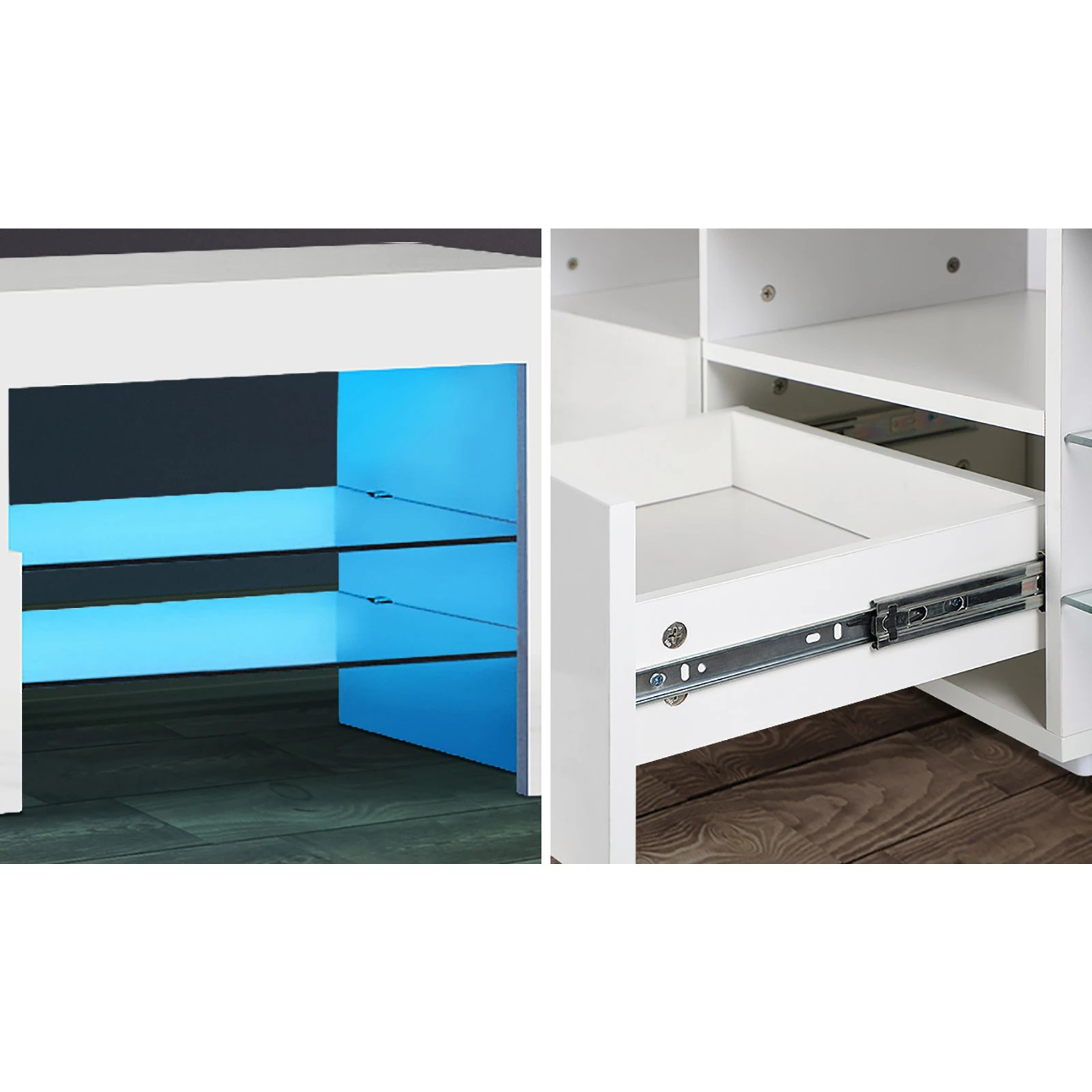 6 Oikiture Tv Cabinet Entertainment Unit Stand Rgb Led Gloss 220cm
 - White, 6 of 9