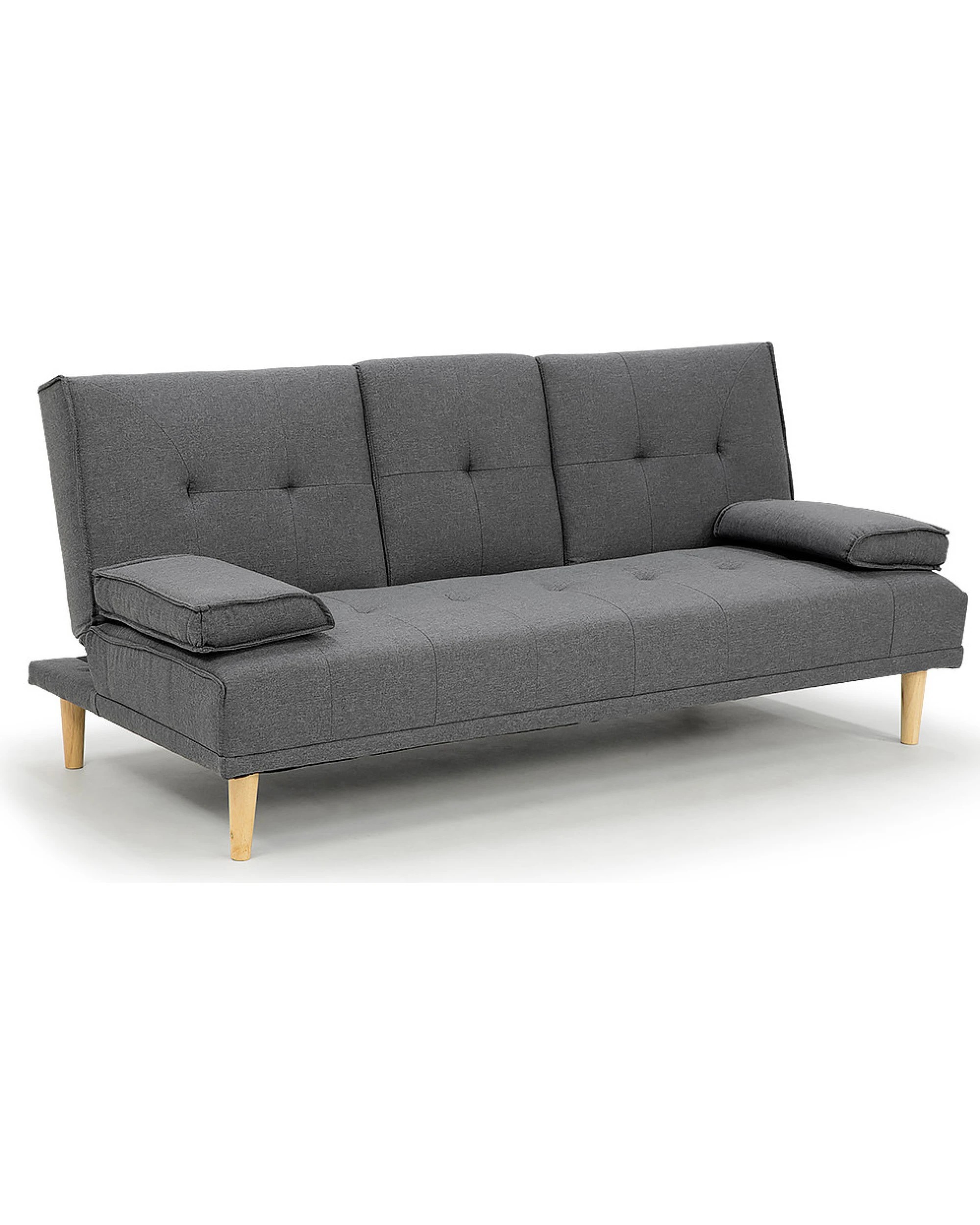 3 Sarantino Linen Fabric Sofa Bed Lounge Couch Futon - Grey, 3 of 8