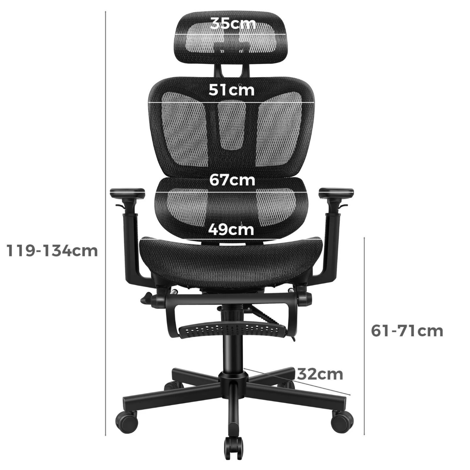 9 Alfordson Ergonomic Office Chair Mesh Executive Seat Work Computer Gaming - Black, 9 of 10