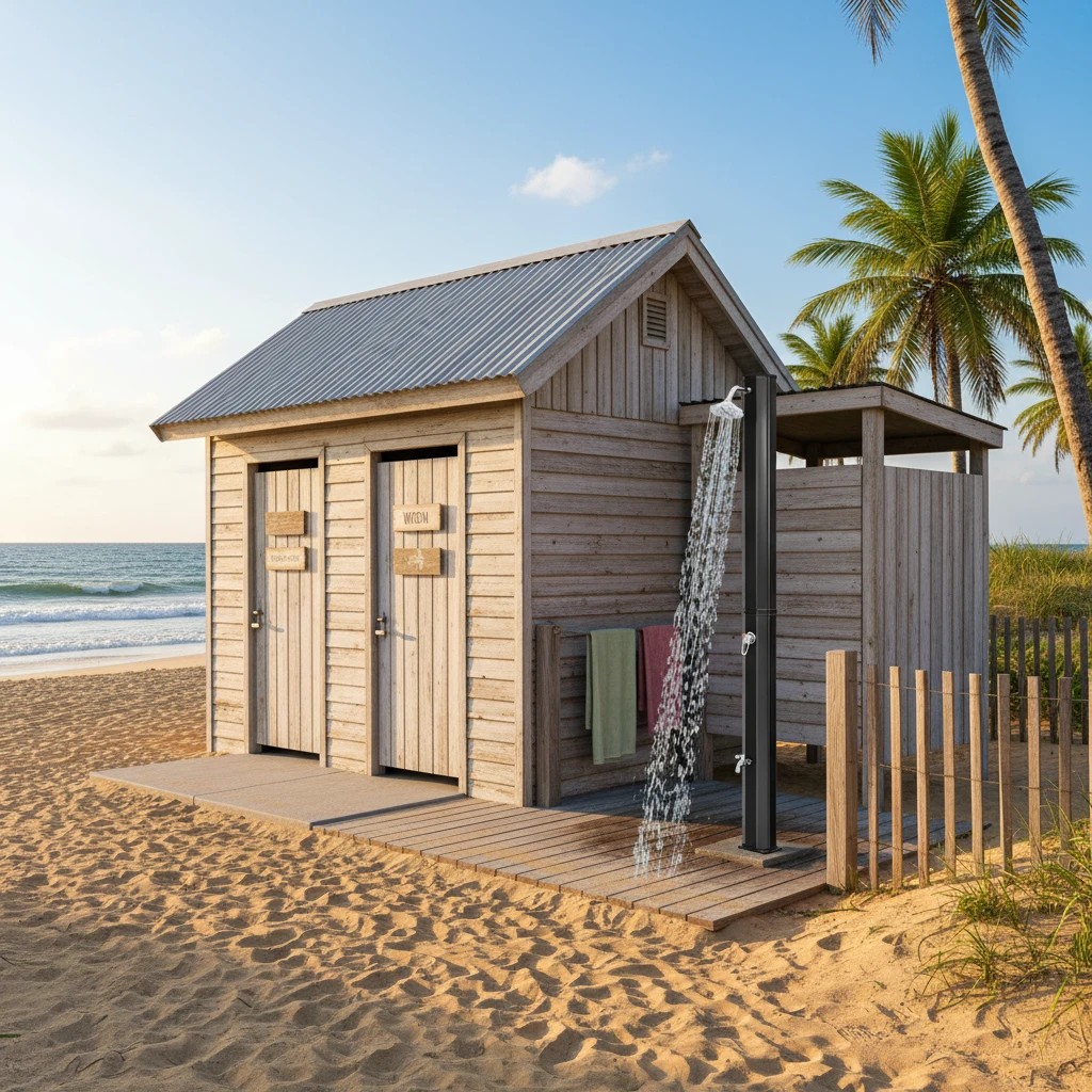 3 Costway Outdoor Solar Heated Shower 35L Portable Shower w/360° Rotating Head & Tap Poolside Beach, 3 of 3