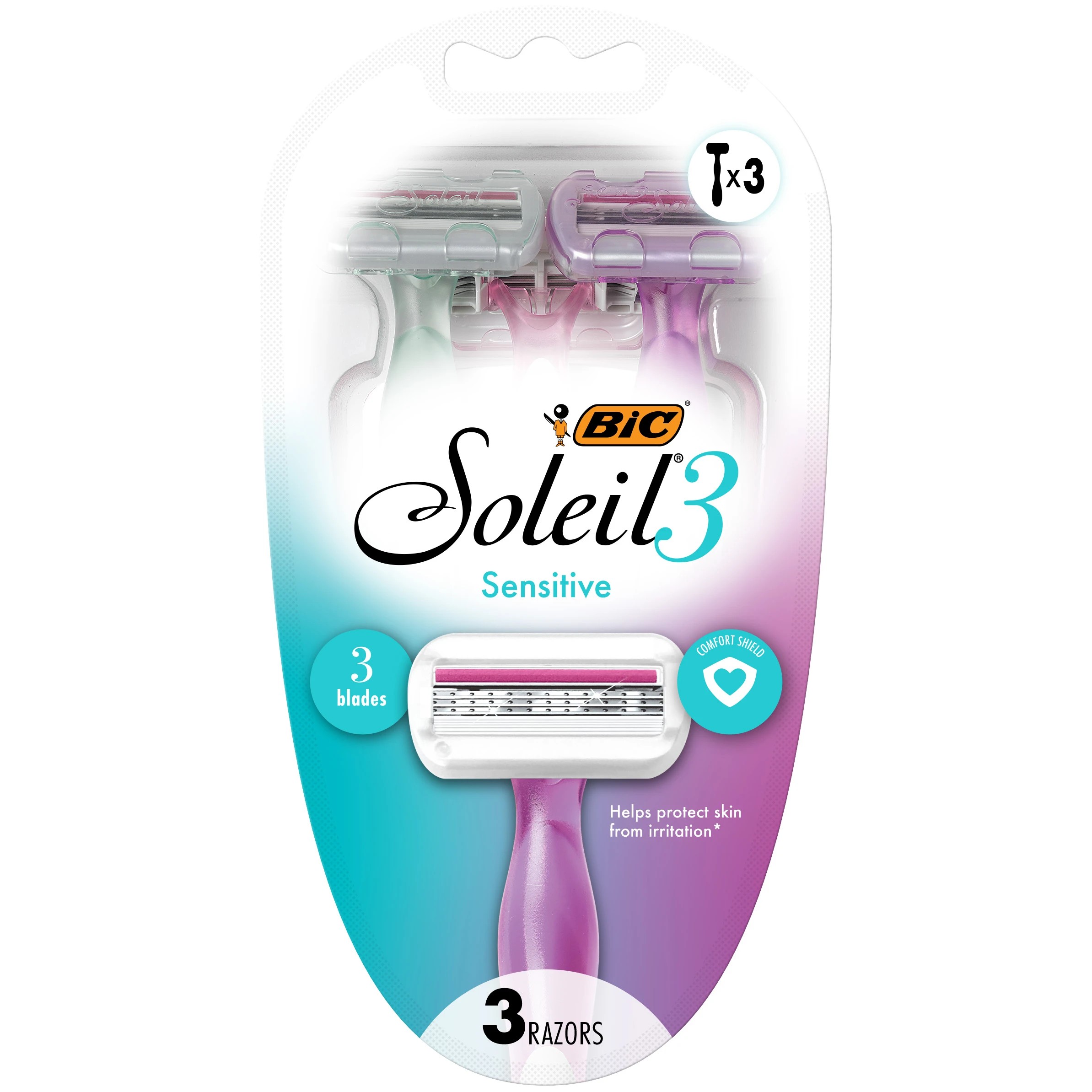 1 BIC 3 Pack Soleil Sensitive Womens Disposable Razors, 1 of 5
