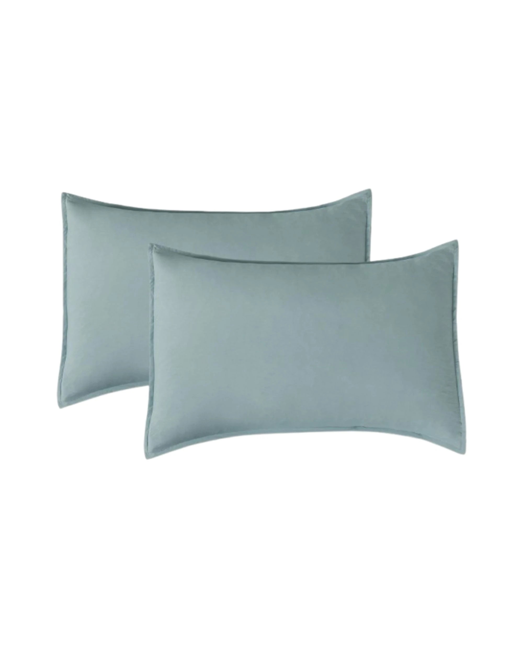 1 CleverPolly 2-Pack Vintage Washed Microfibre Standard Pillowcases - Seafoam, 1 of 3