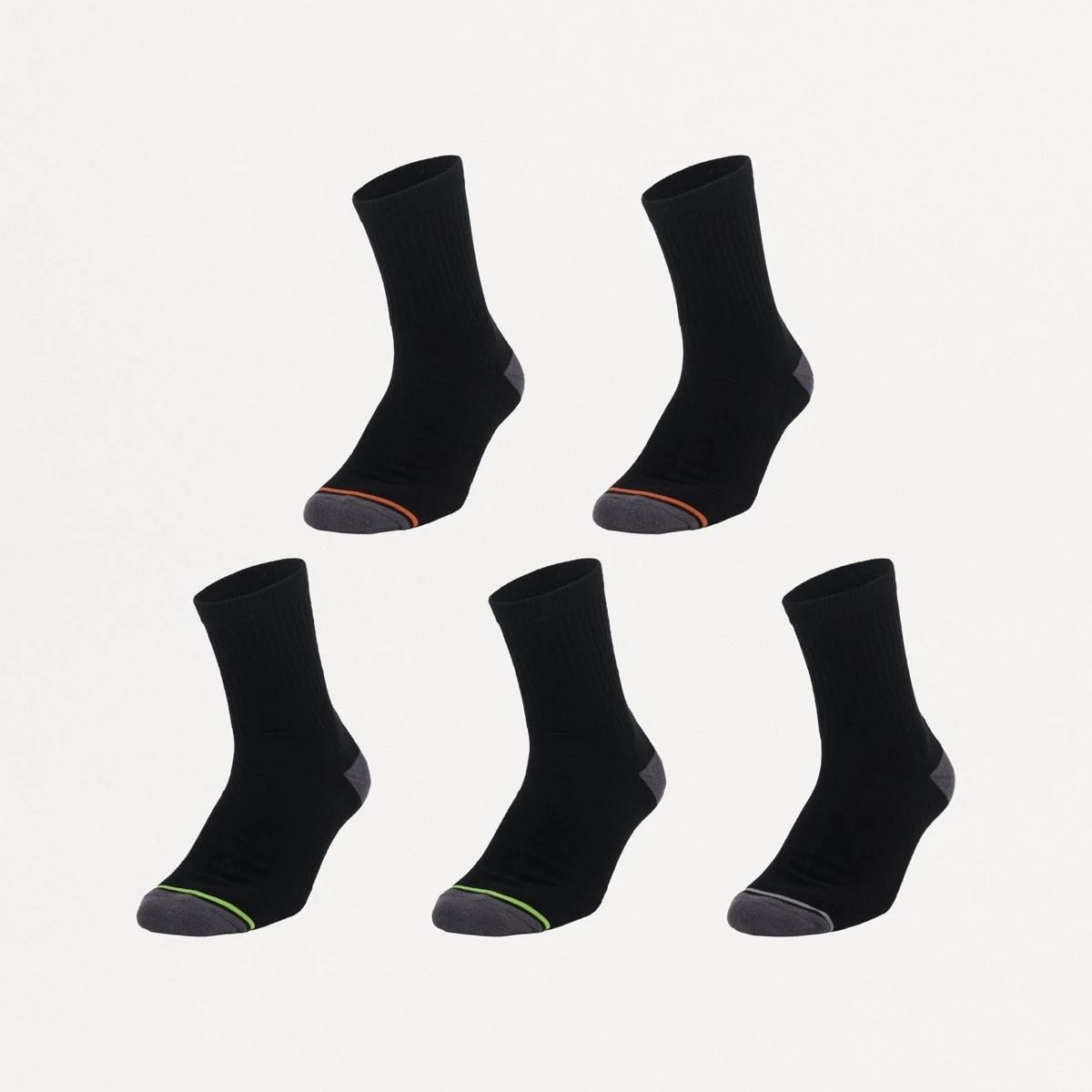 1 5 Pack Rib Workwear Crew Socks MULTI STRIPE, 1 of 3