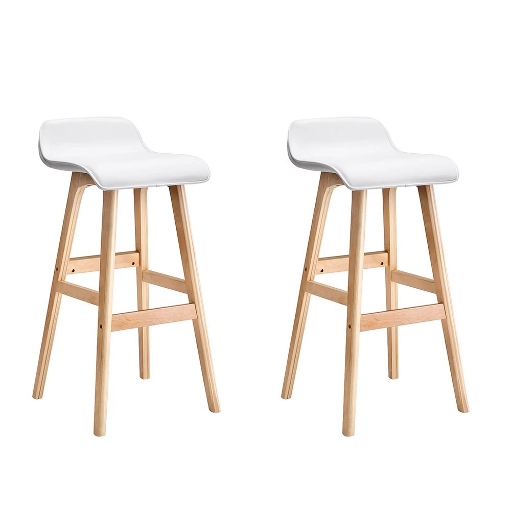 1 Artiss 2x Bar Stools en Stool - White, 1 of 8