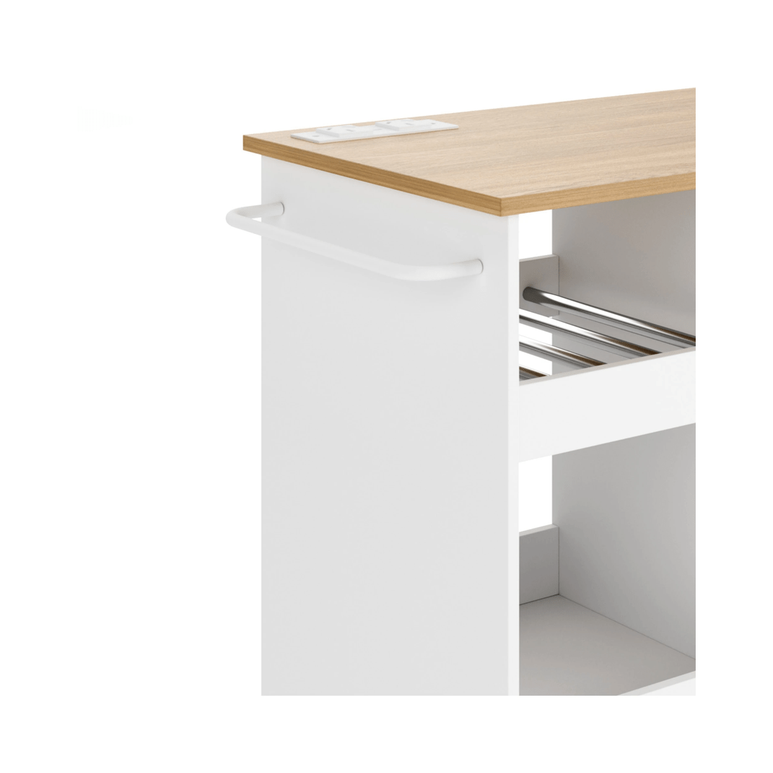 5 Advwin Kitchen Island Cart on Wheels with Charging Station Adjustable Shelves Wine Rack& Wood Top - White, 5 of 8