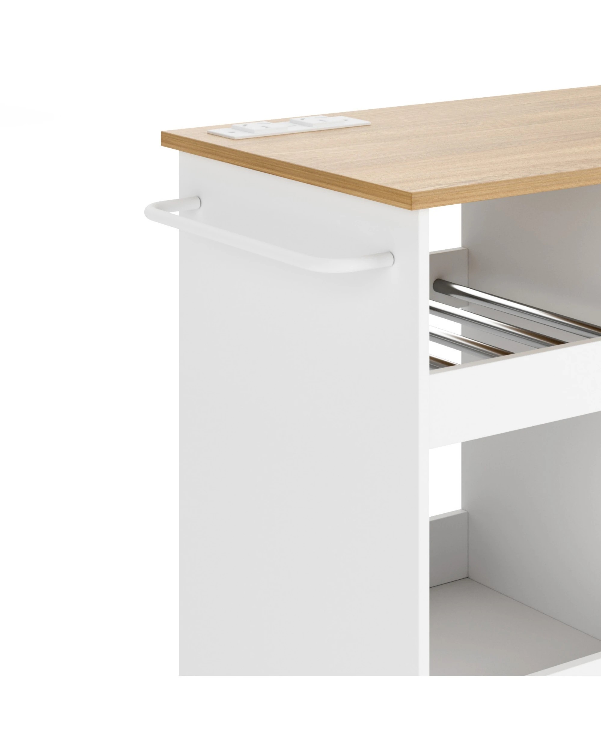 5 Advwin Kitchen Island Cart Rolling Trolley Cabinet on Wheels with Charging Station Adjustable Shelves Wine Rack - White, 5 of 8