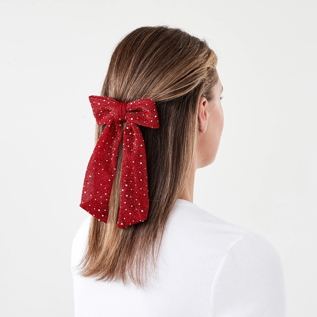 3 Red Christmas Jewel Bow Hair Clip, 3 of 4