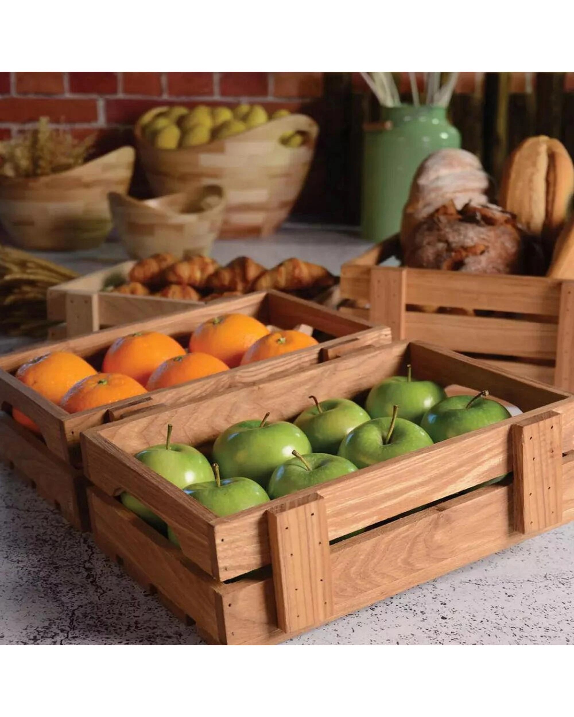 3 Athena Brooklyn Jersey Crate 30 x 20 x 90cm Acacia Wood  Set of 2, 3 of 3