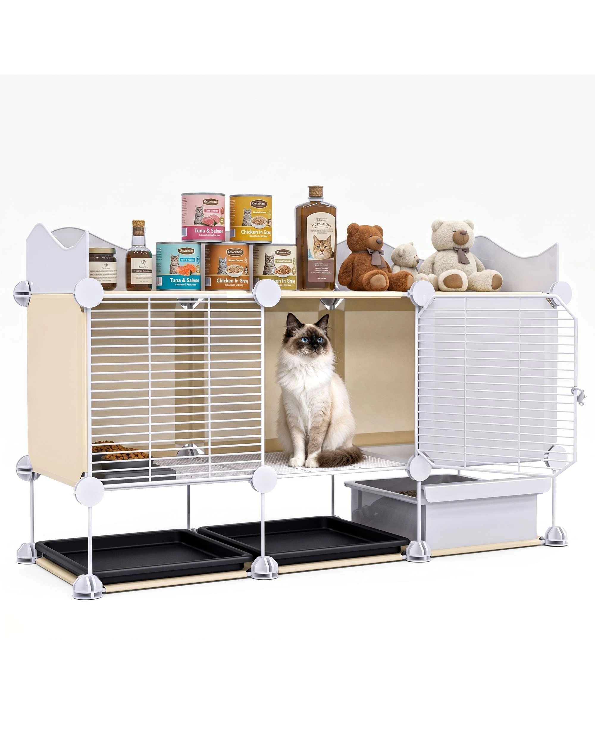 1 Advwin Cat Cage with Cat Litter Box DIY Cat Enclosures Cat Condo House, 1 of 9