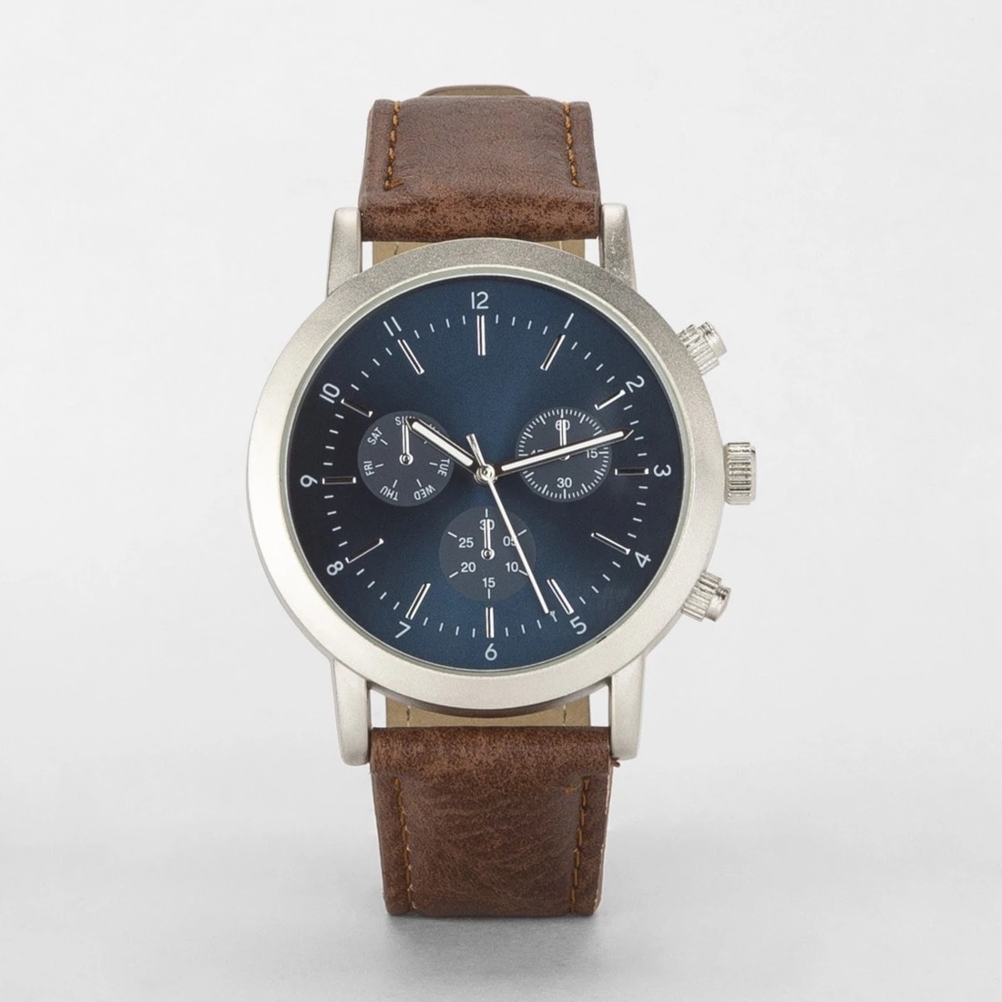 1 Chronograph Look Analogue Watch - Brown, 1 of 6