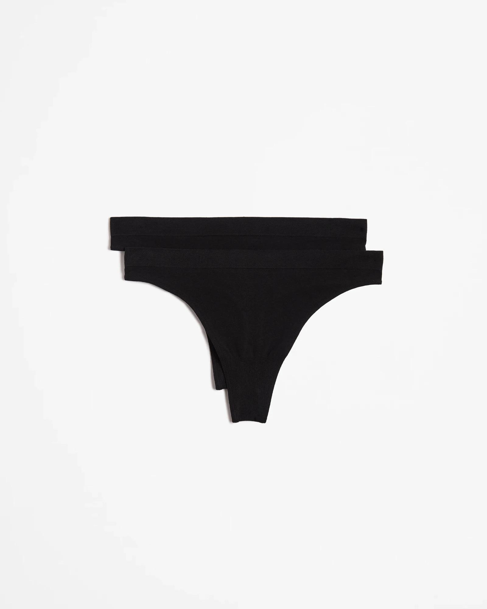 1 Target Australian Cotton Blend 2 Pack Seamfree G-String Briefs BLACK, 1 of 3