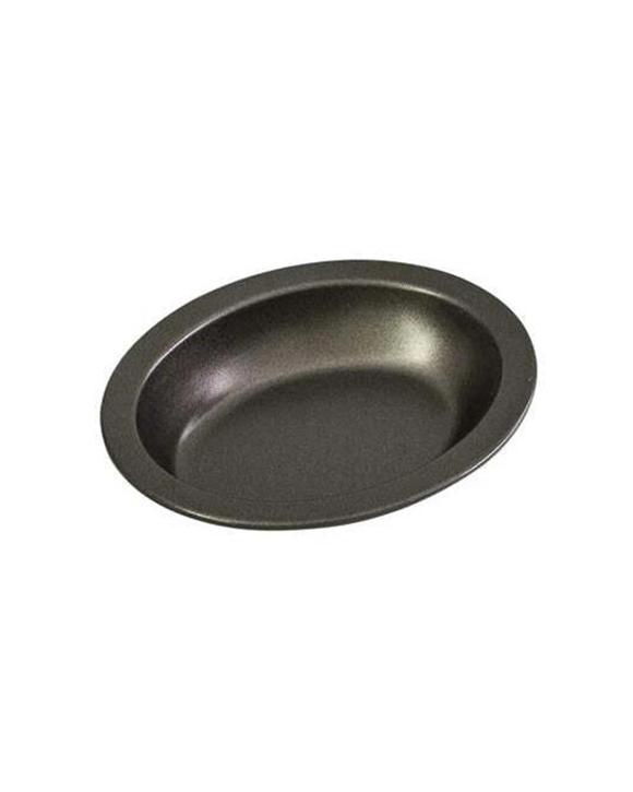 BAKEMASTER Individual Carbon Steel Oval Pie Dish Non-Stick 13.5x10cm - Black