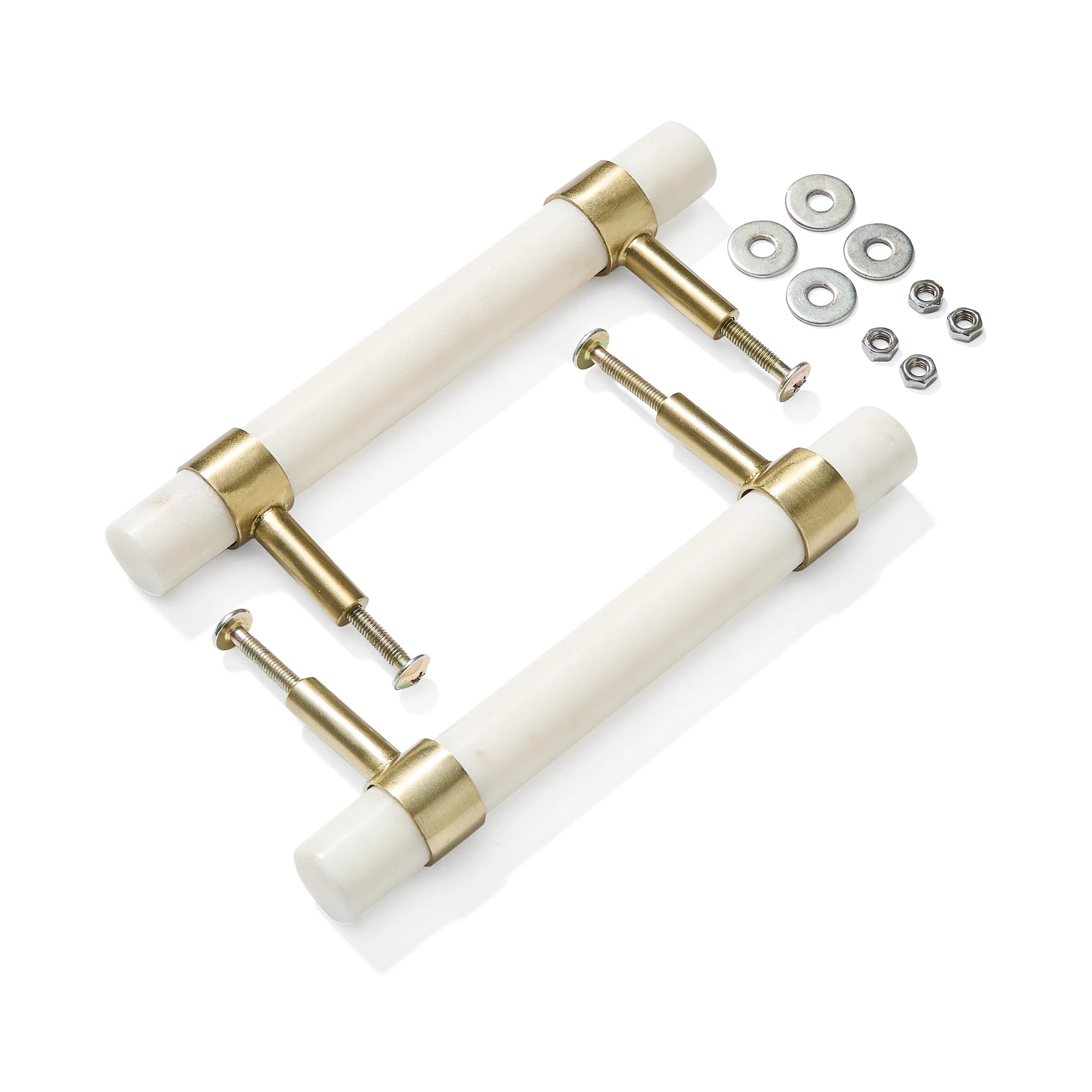 2 2 Pack Large Marble and Gold Look Handles, 2 of 9