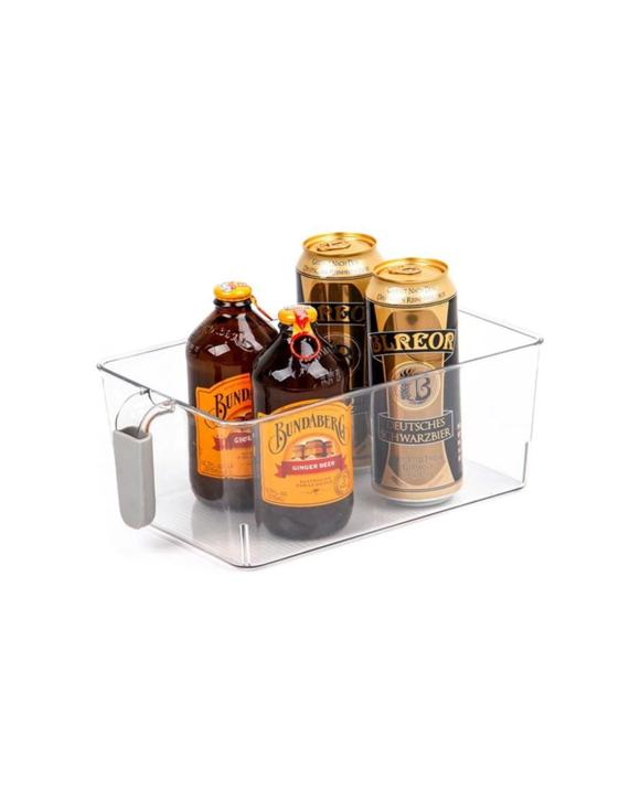Brazco Stack Food Drink Storage Container Basket With Handle Large Capacity - Clear