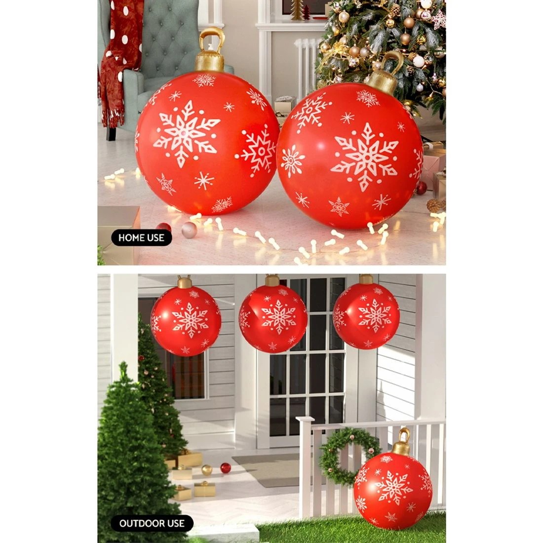 7 Jingle Jollys Christmas Inflatable Ball Bauble 60cm Outdoor Decoration - Red, 7 of 7