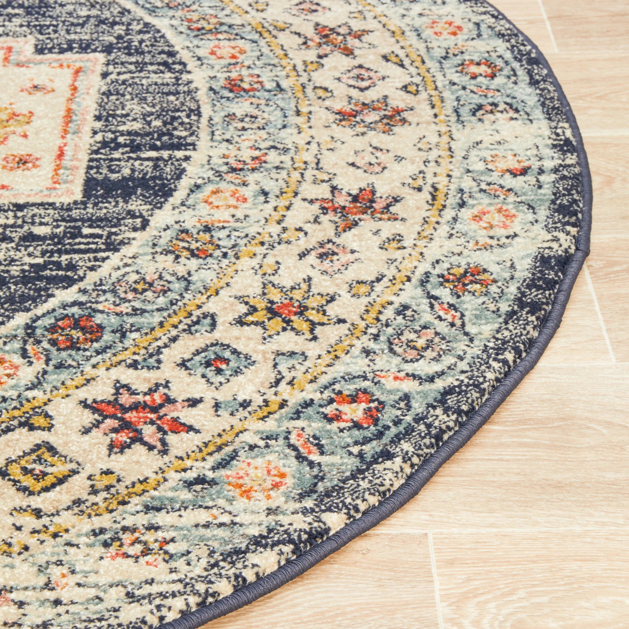 6 Common Ground Rugs Eterna 855 150x150cm - Small Round Rug - Blue, 6 of 8