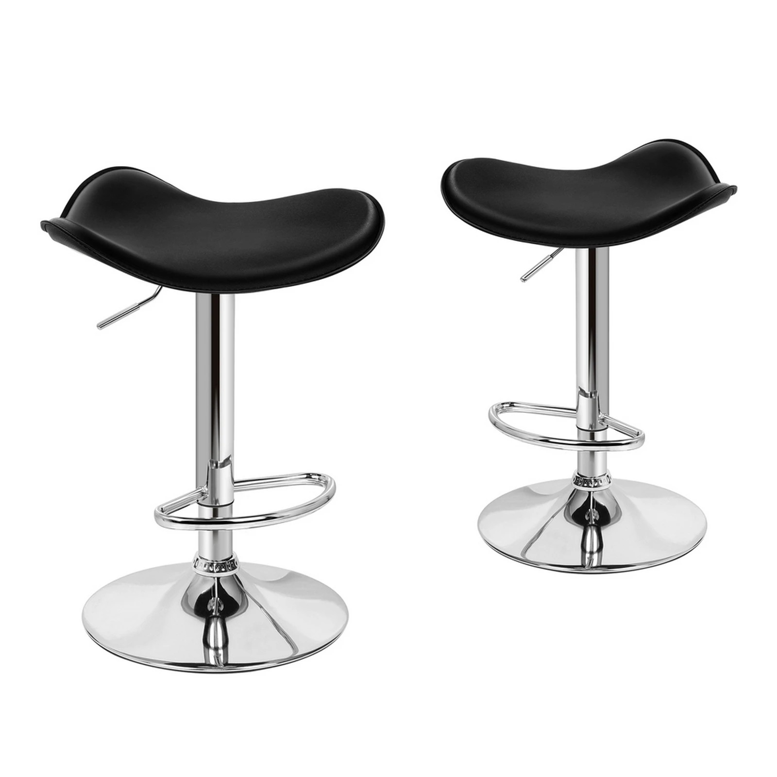 1 Alfordson 2x Bar Stools Portia Kitchen Swivel Chair Leather Gas Lift - Black, 1 of 6