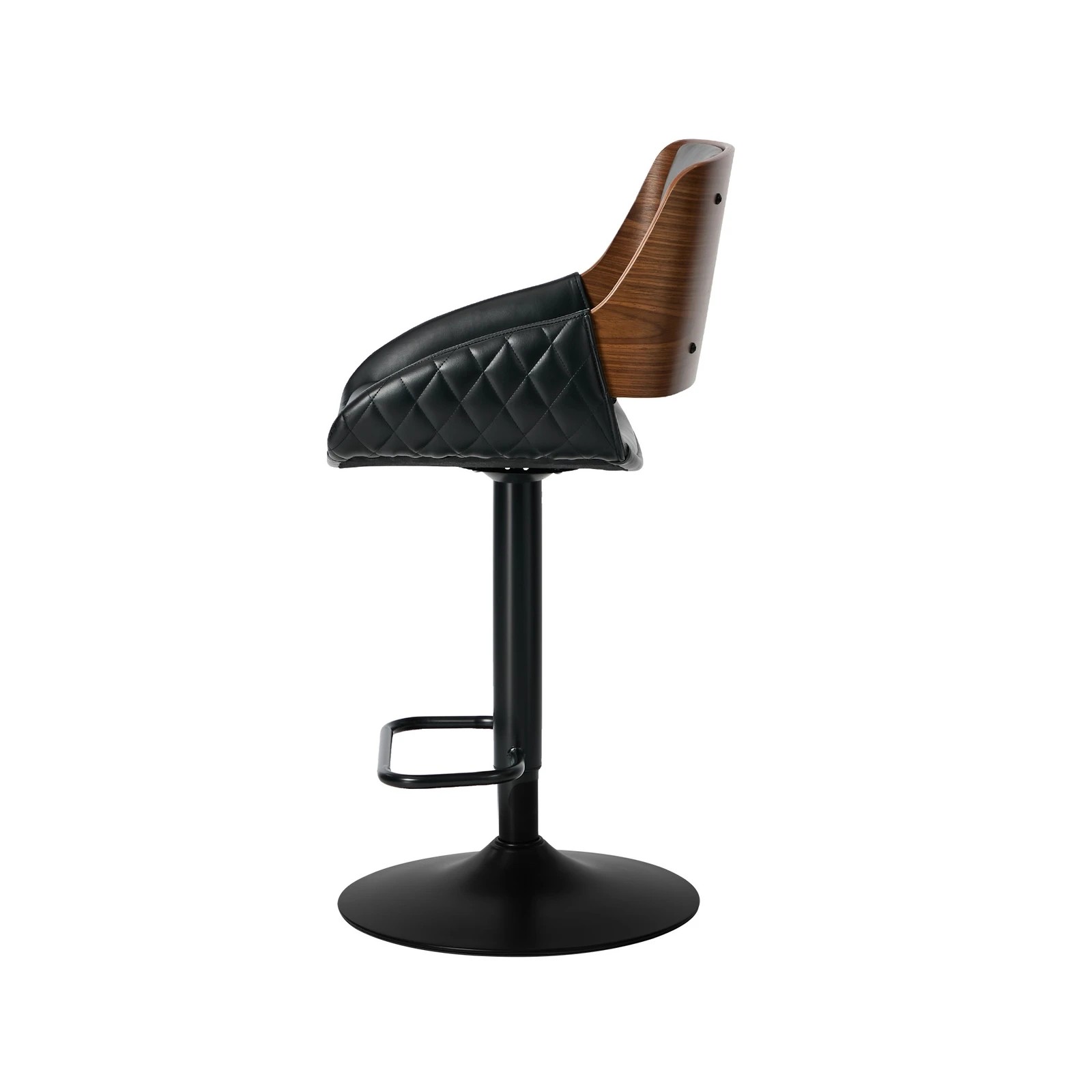 8 Oikiture 2x Bar Stools Kitchen Dining Chairs Swivel Gas Lift Stool Leather - Black, 8 of 8