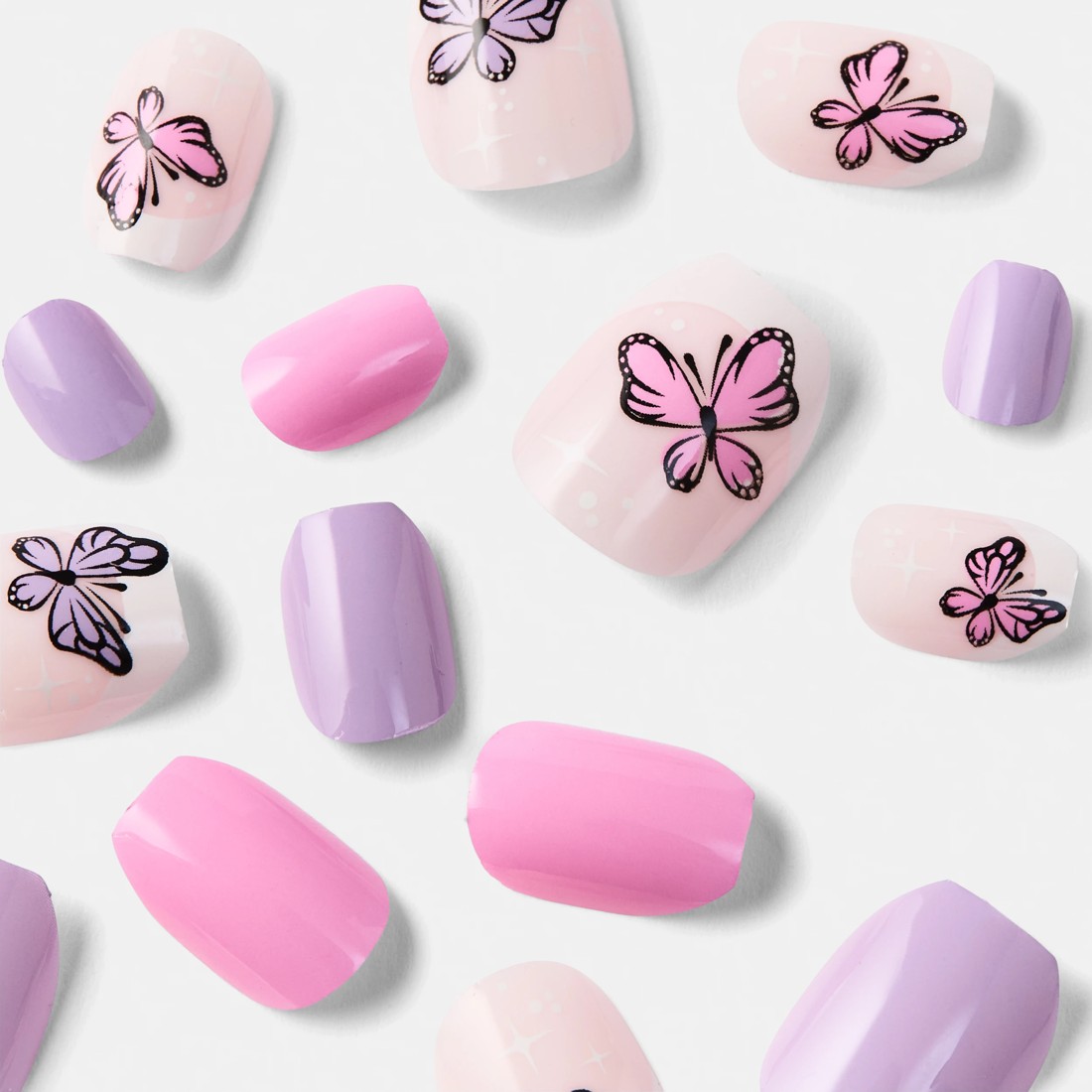 4 OXX Junior 24 Pack Kids Pre-Glued Stick-On Nails - Butterflies, 4 of 5