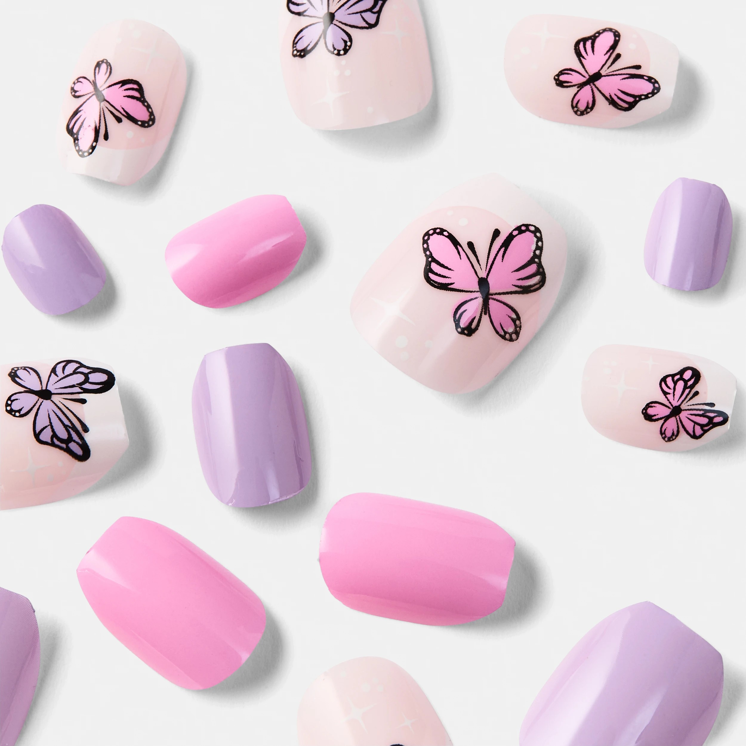 4 OXX Junior 24 Pack Kids Pre-Glued Stick-On Nails - Butterflies, 4 of 5