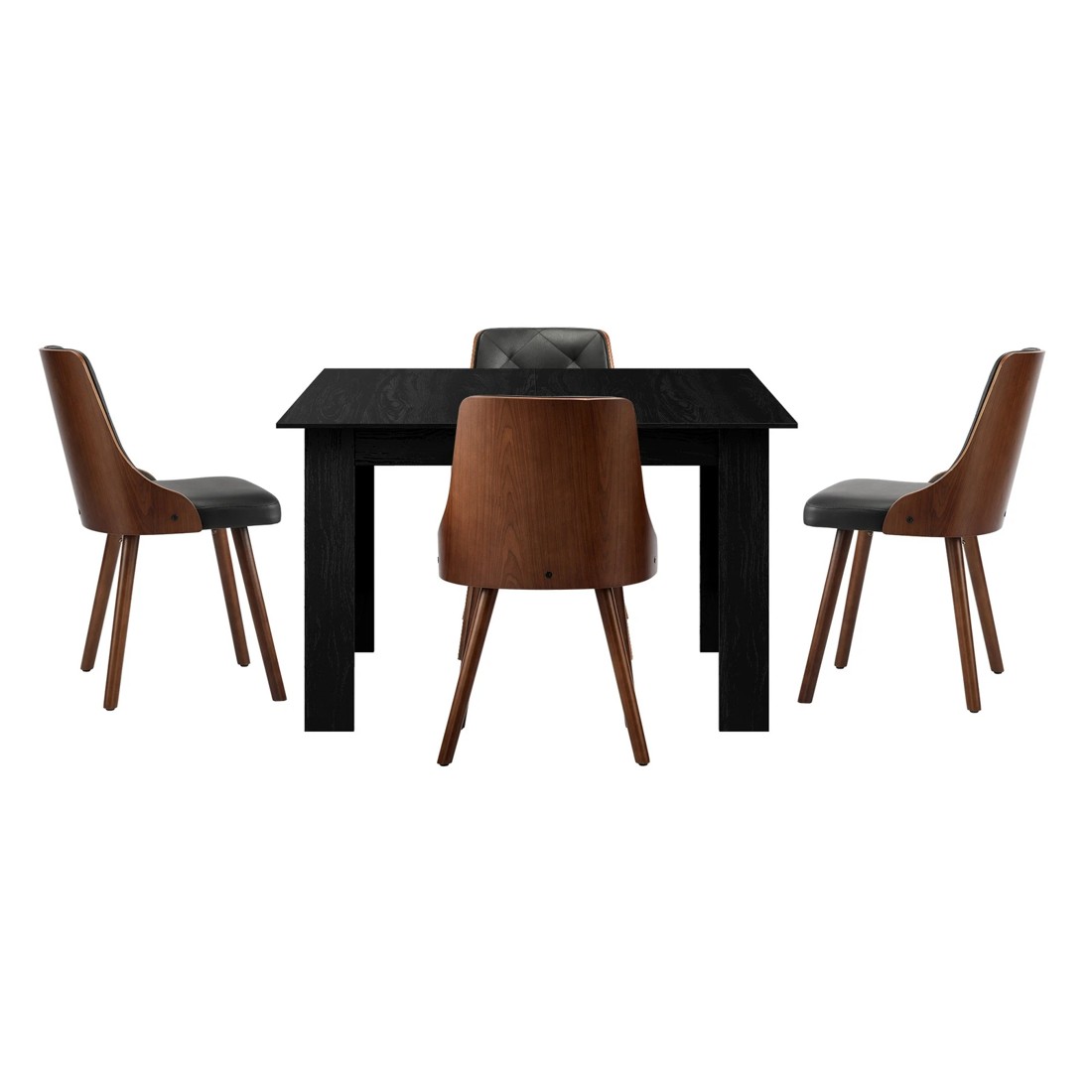 8 Oikiture 160cm Extendable Dining Table With 4pcs Dining Chairs Pu Leather
 - Black, 8 of 10