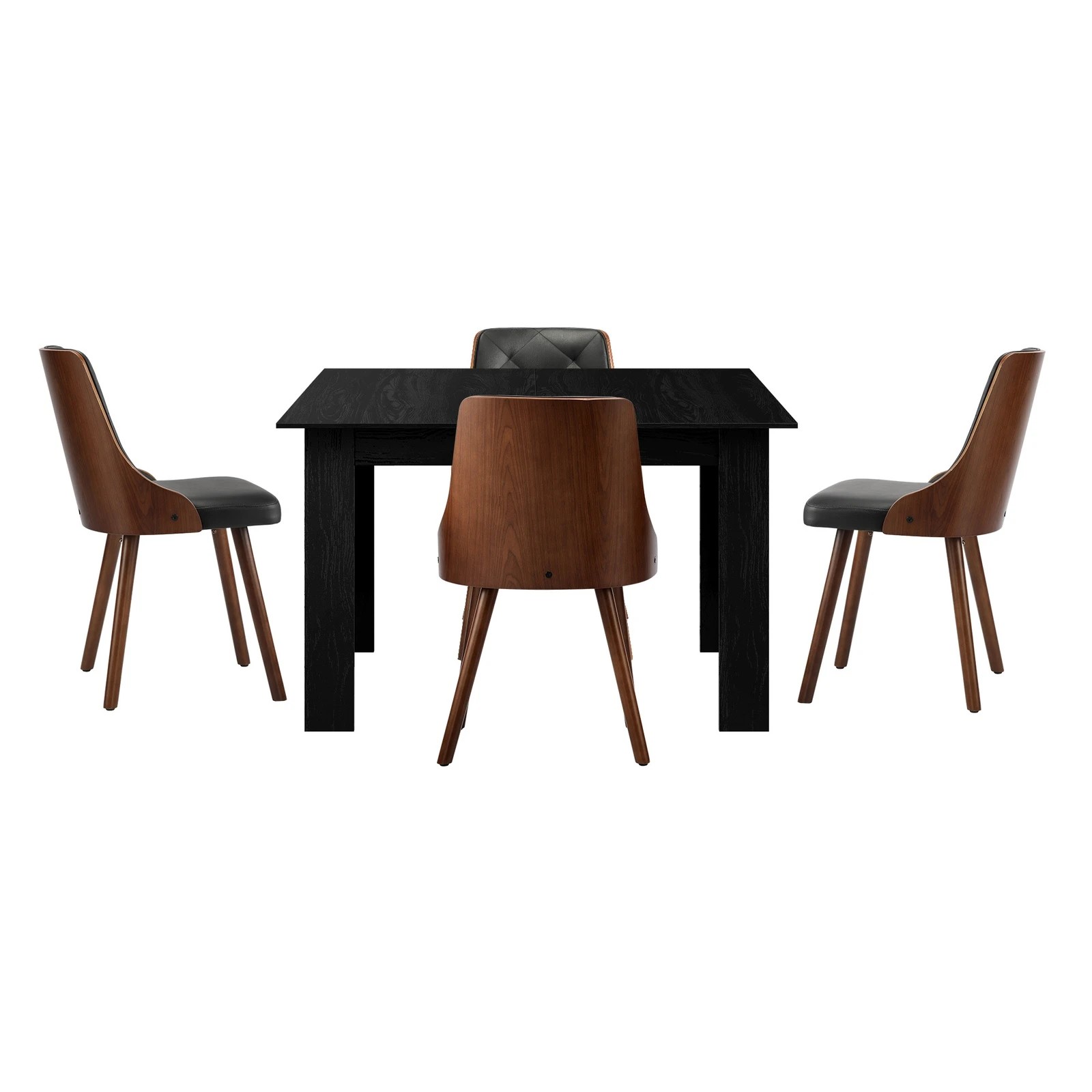 8 Oikiture 160cm Extendable Dining Table With 4pcs Dining Chairs Pu Leather
 - Black, 8 of 10