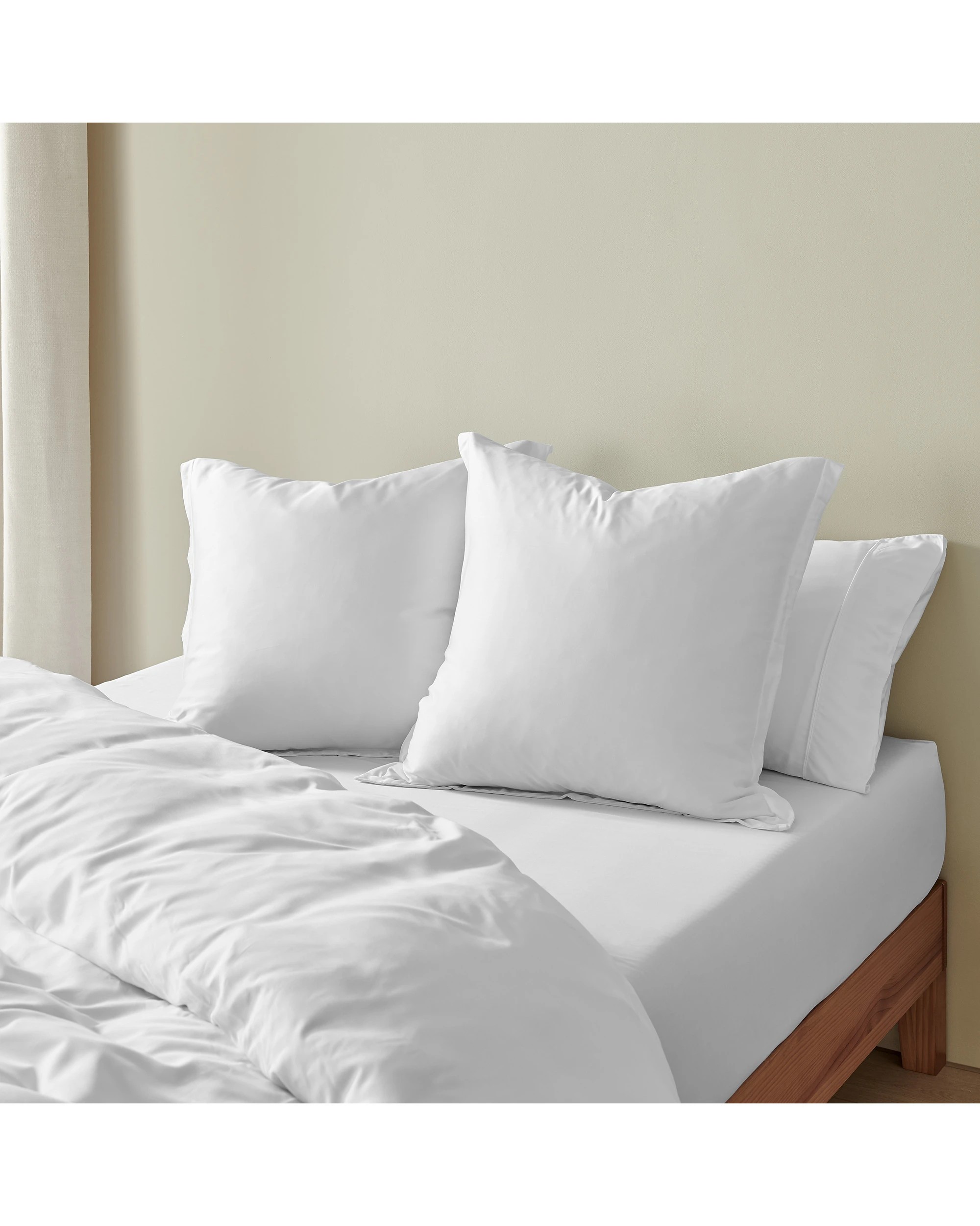 1 Natural Home 400TC 100% Bamboo Sateen Tailored European Pillowcase Twin Pack - White, 1 of 5