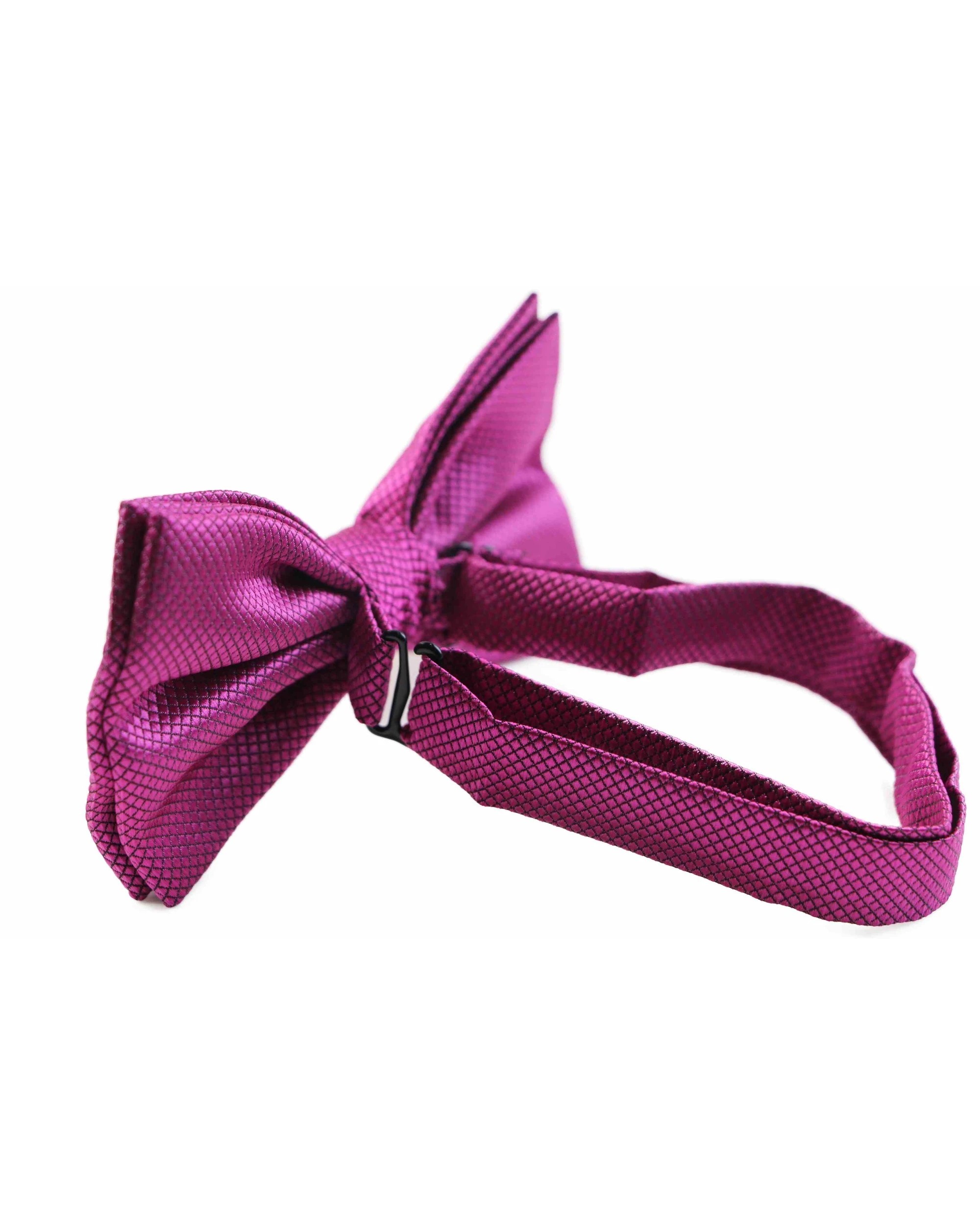 2 Zasel Mens Burgundy Plain Coloured Checkered Bow Tie, 2 of 2