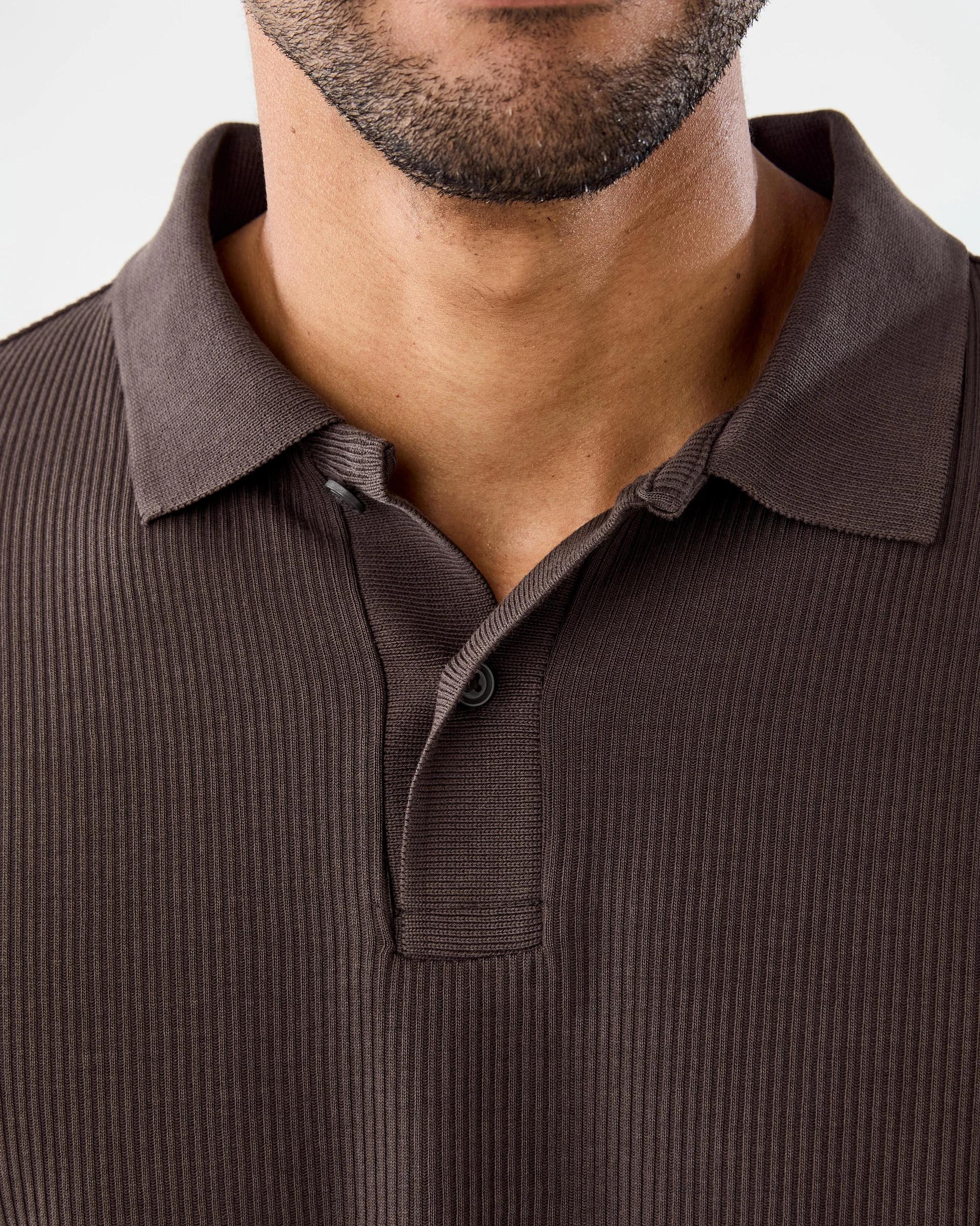5 Ribbed Polo Shirt Brn Mulch, 5 of 7