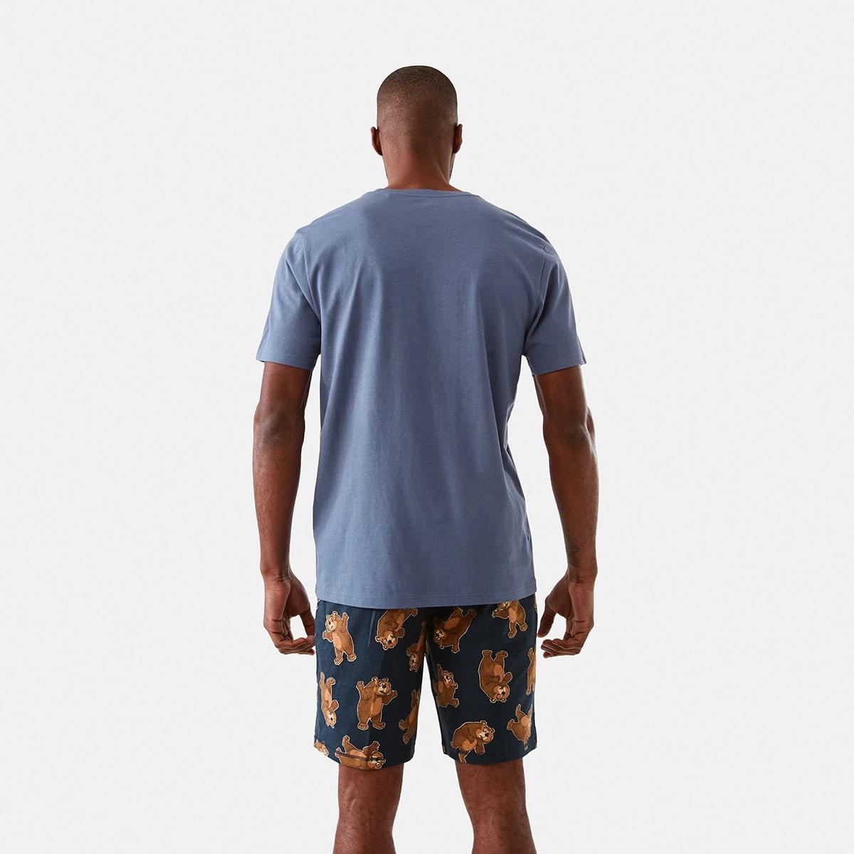 3 Short Sleeve Knit Short Pyjama Set Caff Bear, 3 of 8