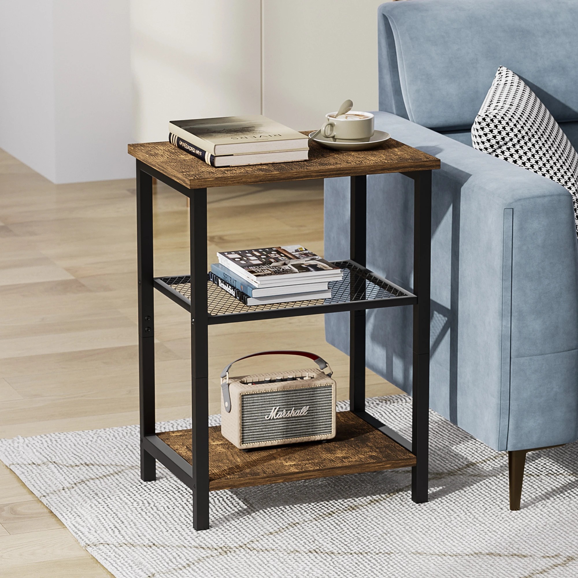 7 Levede End Side Table 3-Tier Sofa Couch Bedside Coffee Table Laptop Desk Shelf, 7 of 9