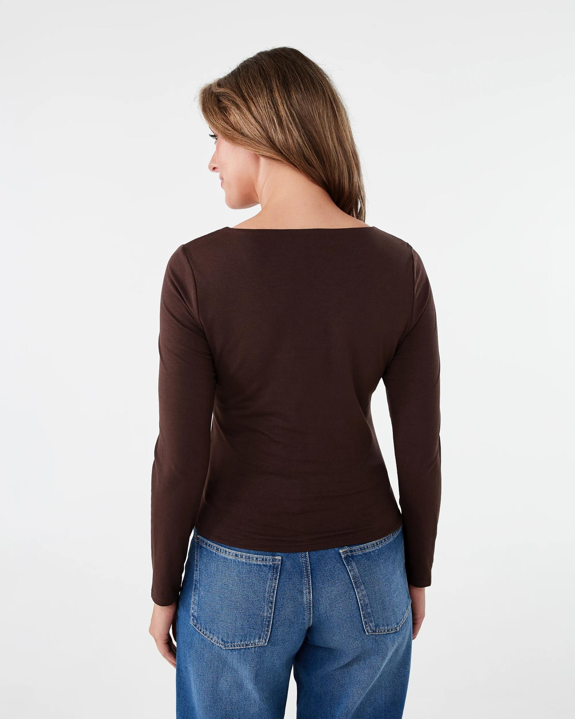 3 Long Sleeve V-Neck Top Melt Brown, 3 of 5
